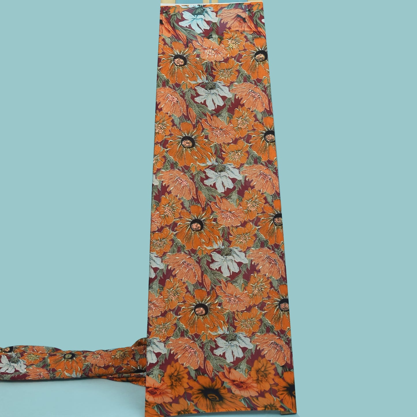 Multicolor Chinon Position Print Embroidery Fabric