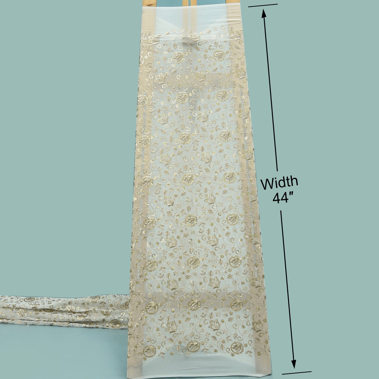 White Color Sequins Georgette Embroidery Fabric