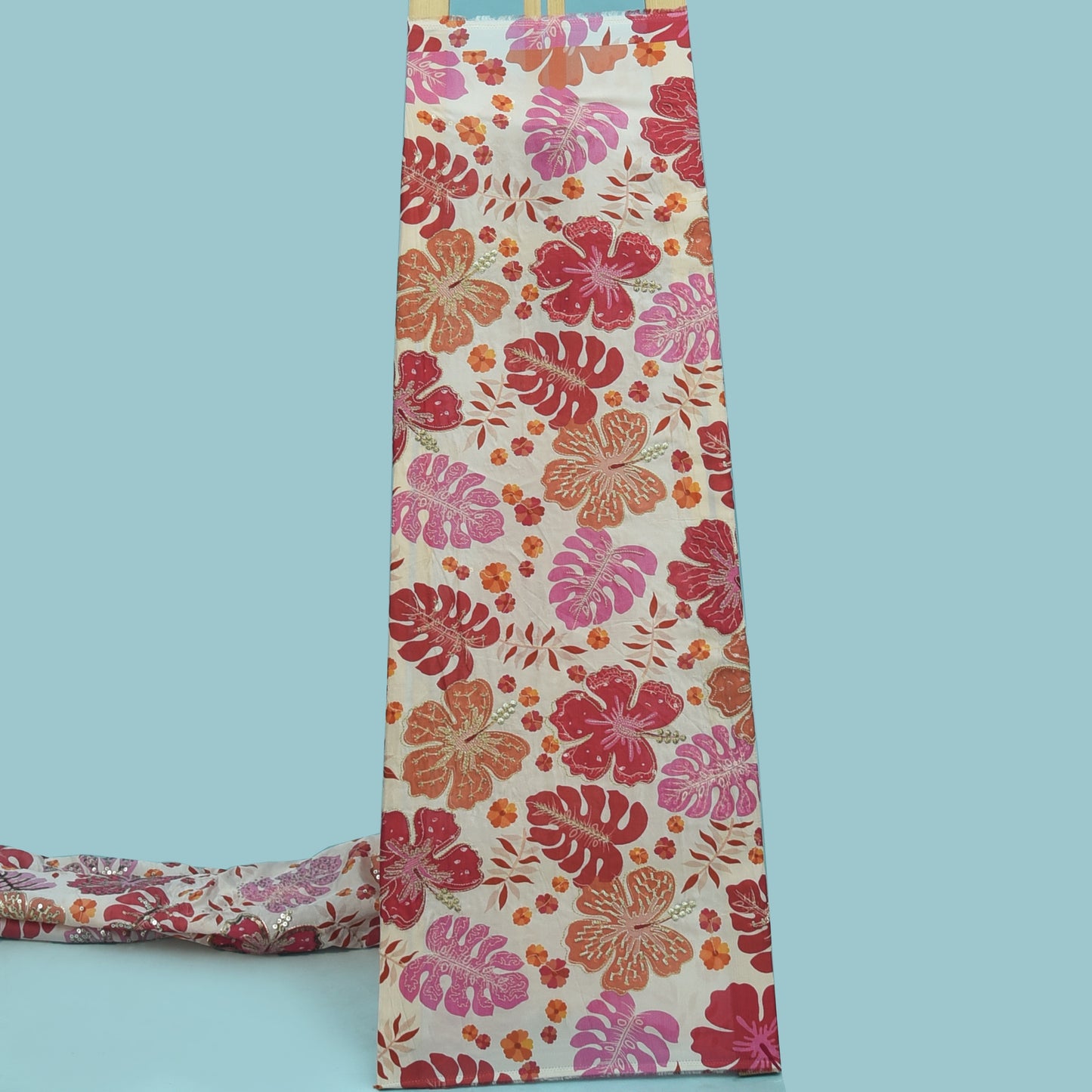 Crepe Position Print Embroidery Fabric