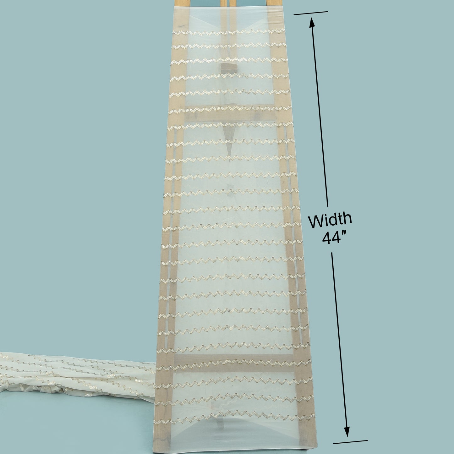 White Color Sequins Georgette Embroidery Fabric