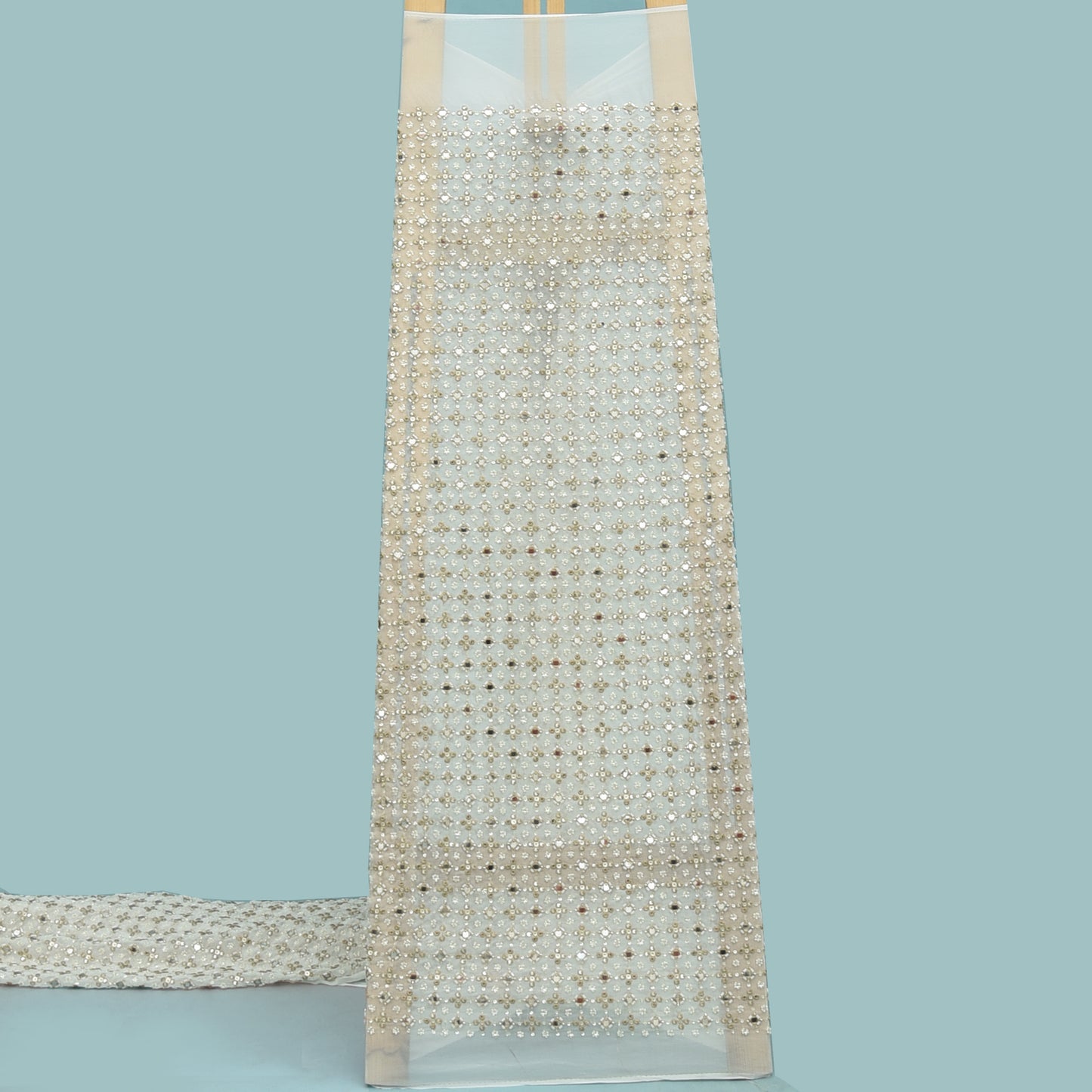 Dyeable Georgette Mirror Work Embroidery Fabric