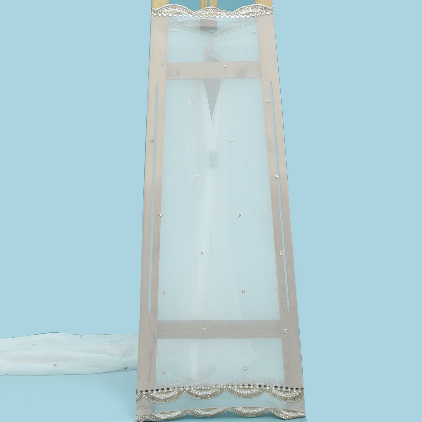 Dyeable Georgette Mirror Work Embroidery Fabric