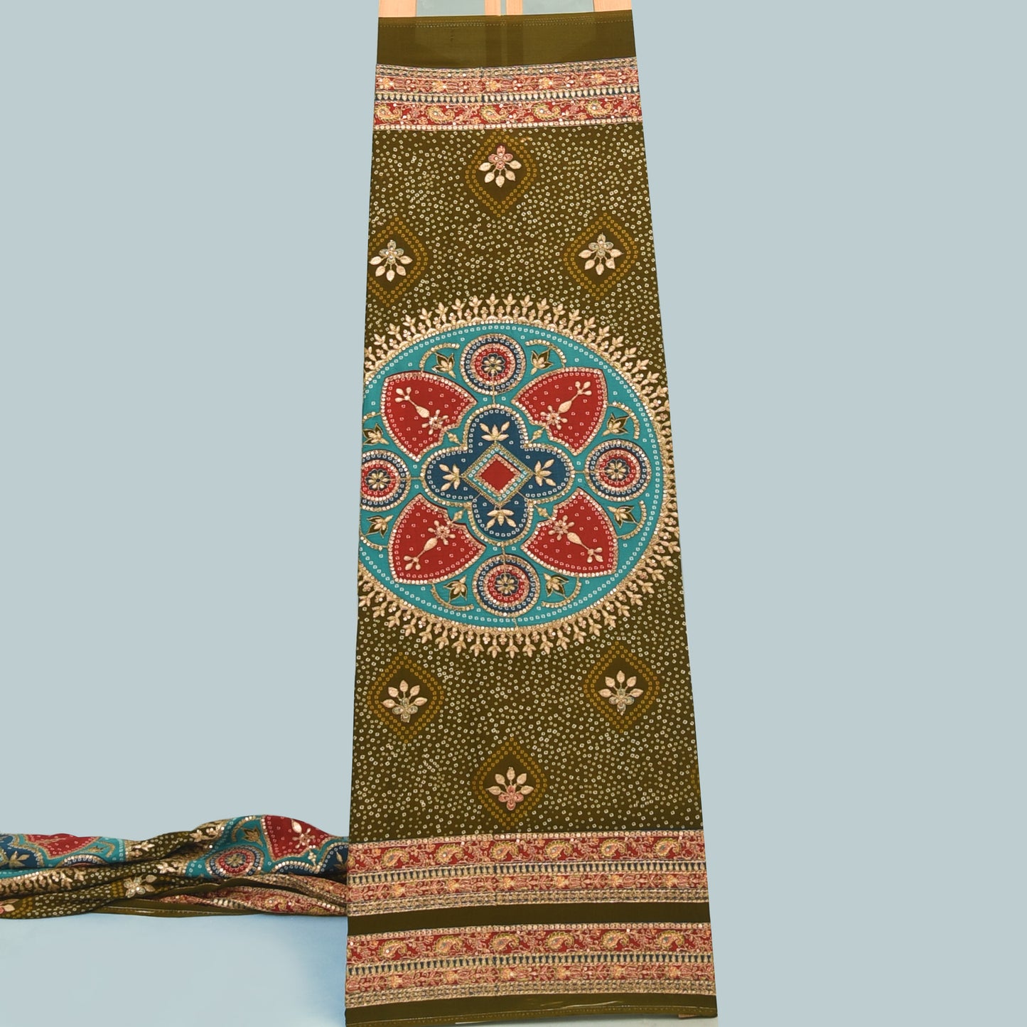 Crepe Position Print Embroidery Fabric