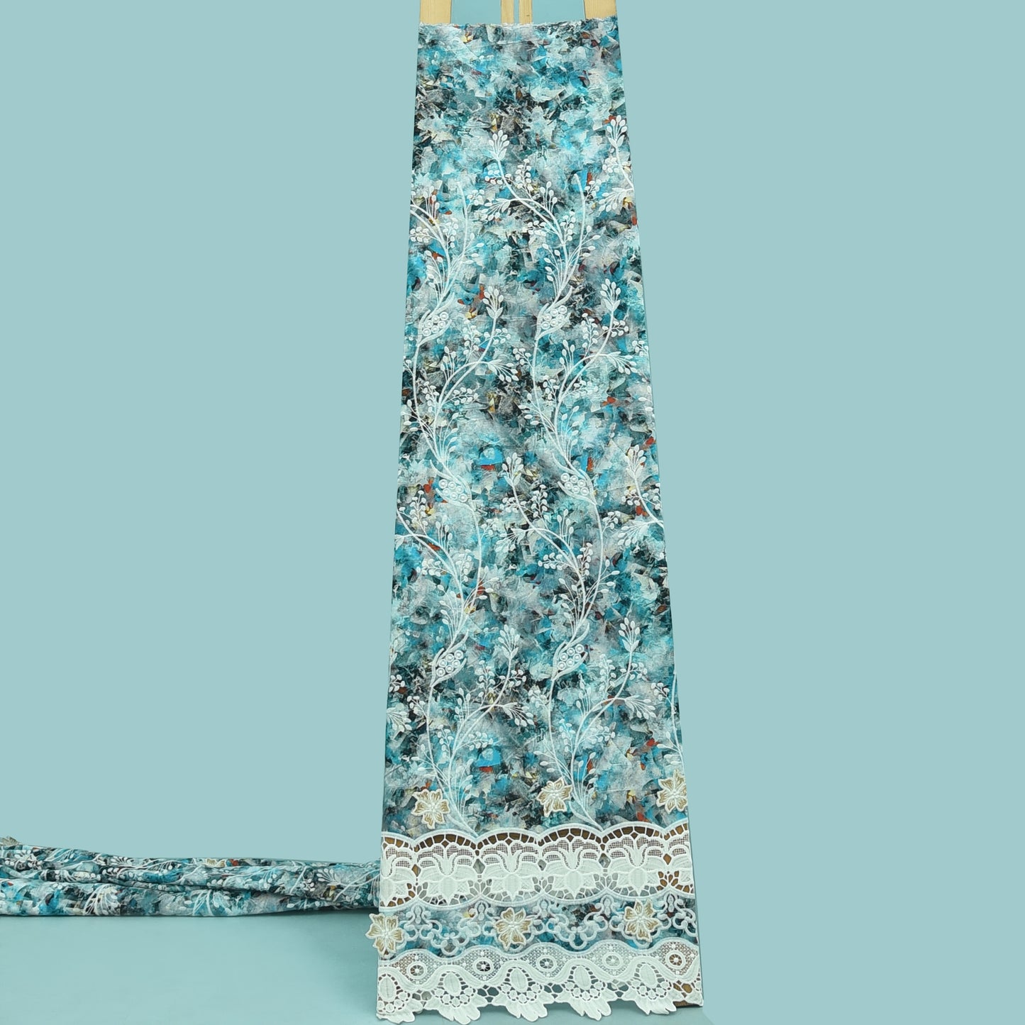 Multicolor Cotton Print Embroidery Fabric