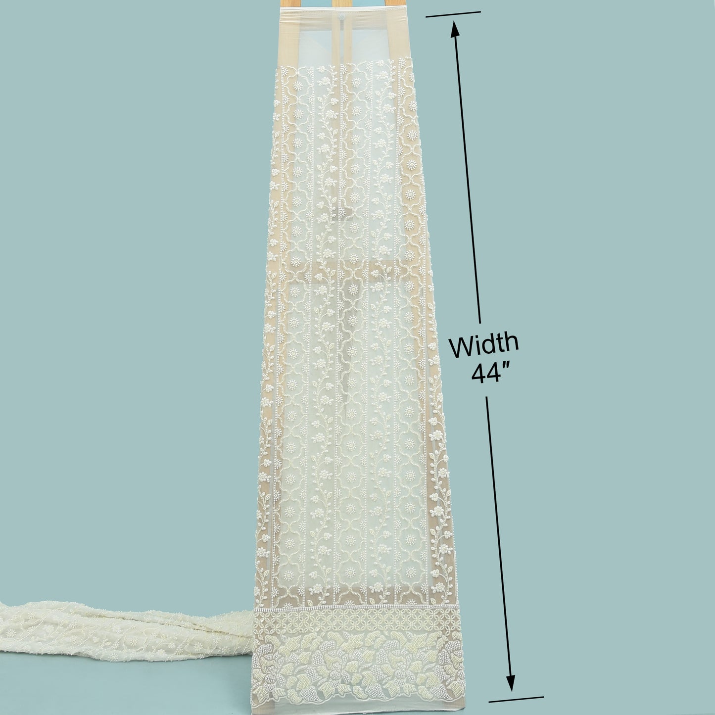 White Color Sequins Georgette Embroidery Fabric