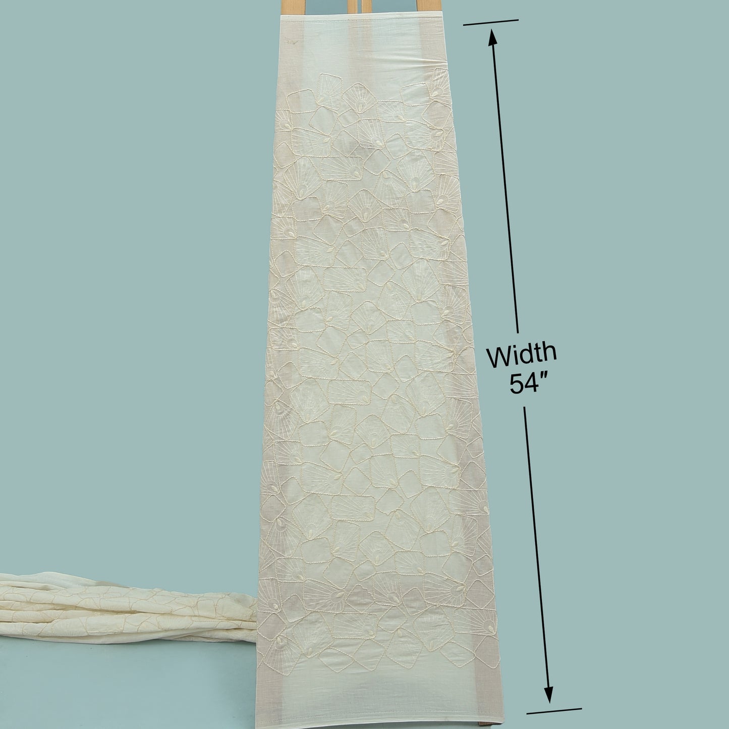 Off White Color Kora Cotton Embroidery Fabric