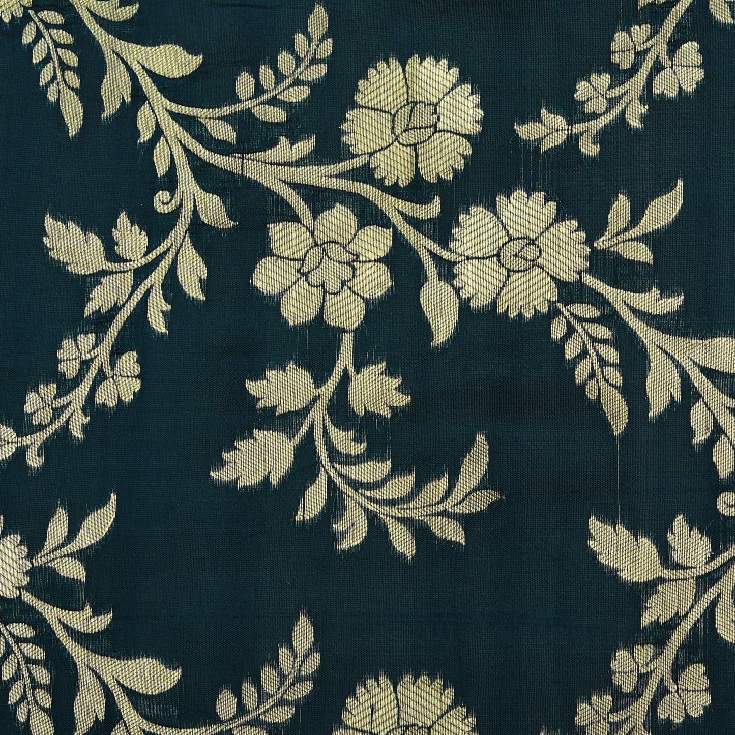 Teal Blue Color Pure Brocade Fabric