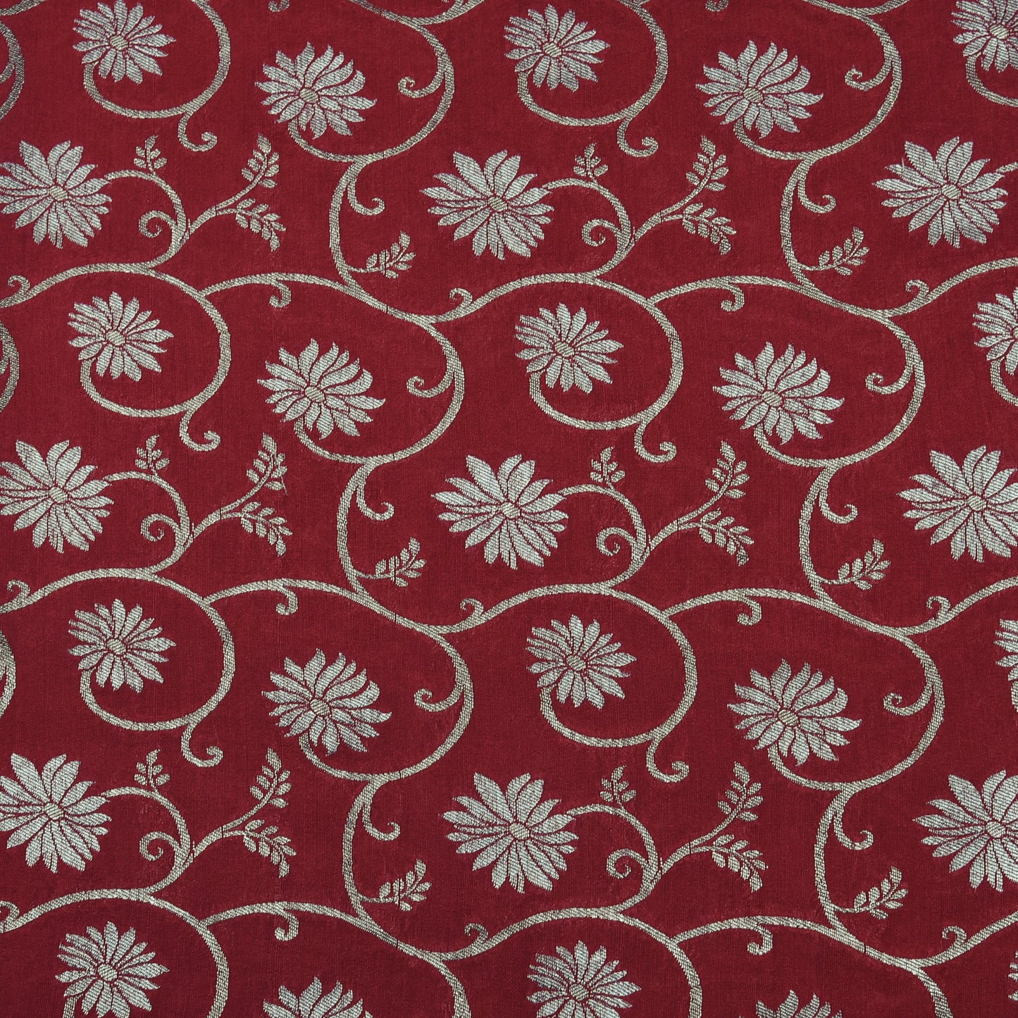 Maroon Color Silk Brocade Fabric