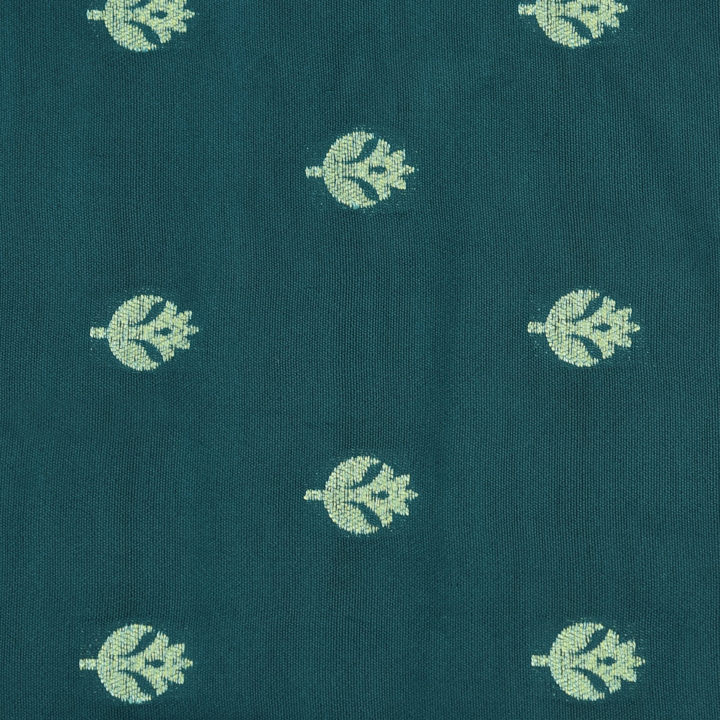 Teal Blue Color Palm Silk Booti Fabric