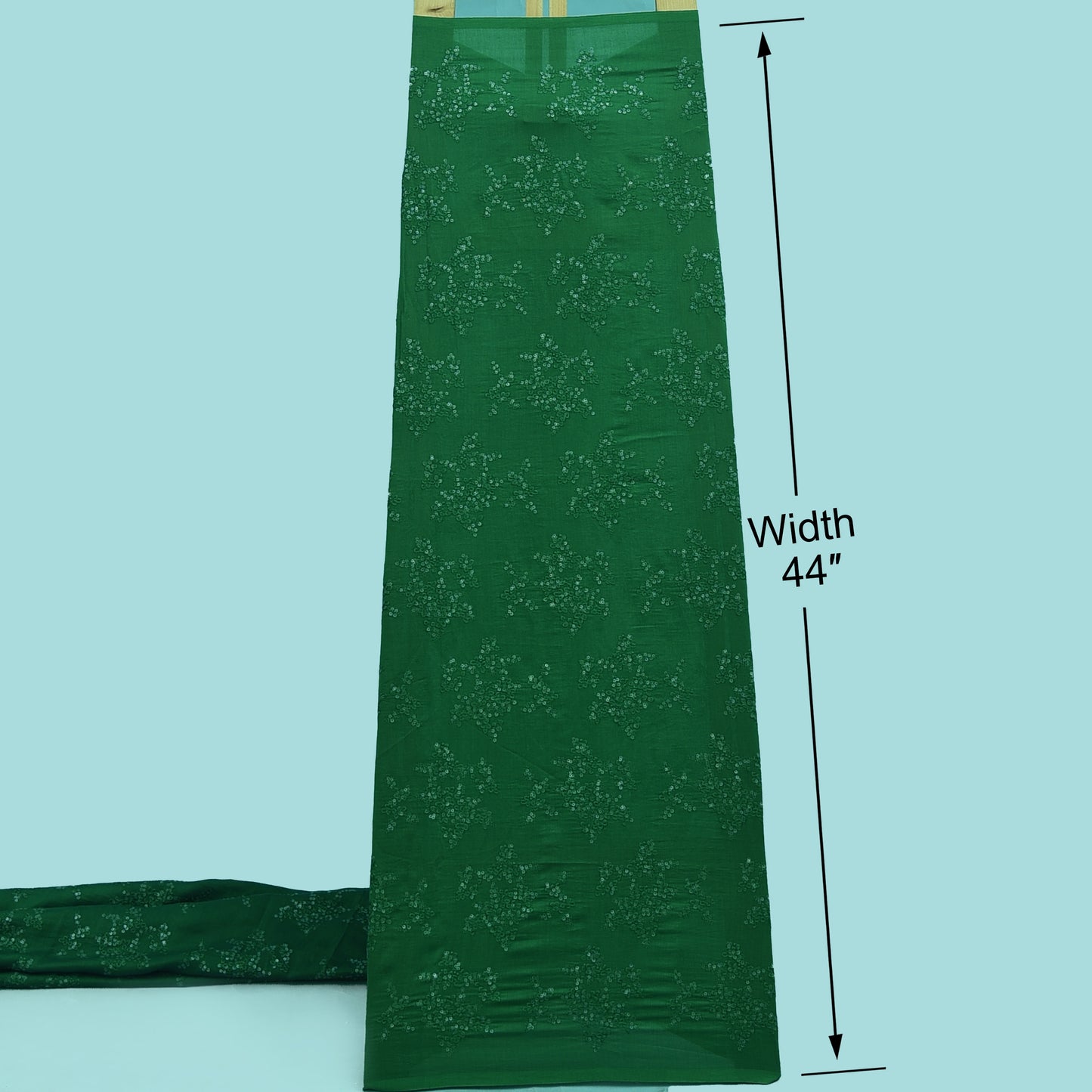 Bottle Green Color Chanderi Embroidery Fabric
