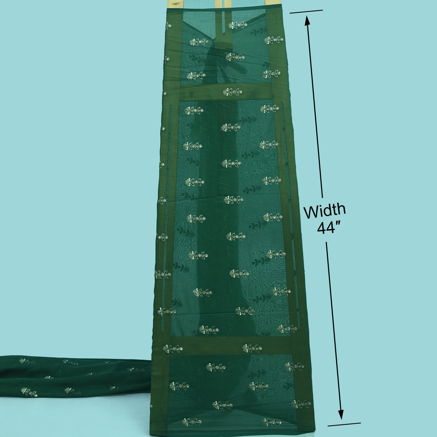 Bottle Green Color Chanderi Booti Fabric