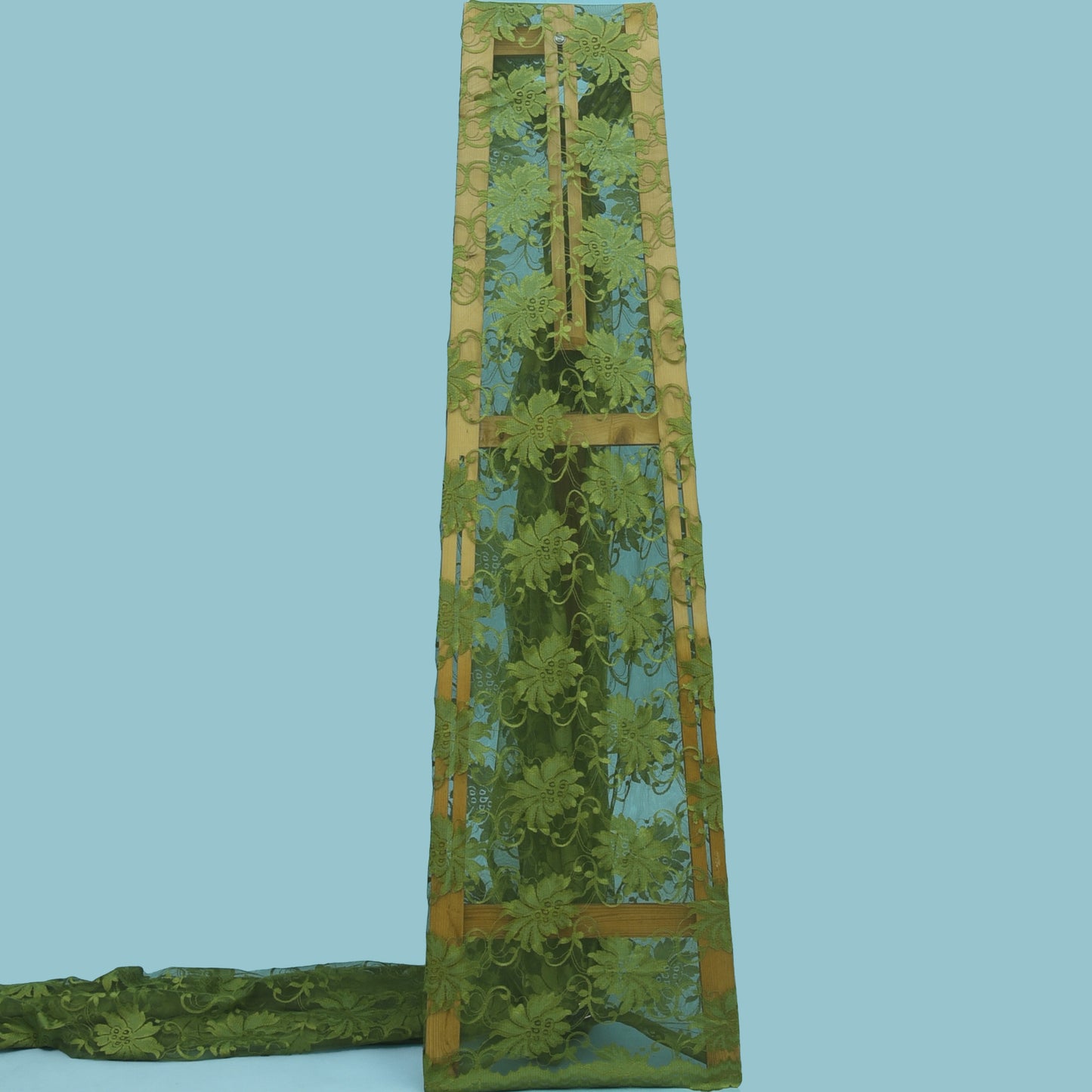 Mehandi Green Color Chantilly Lace Fabric