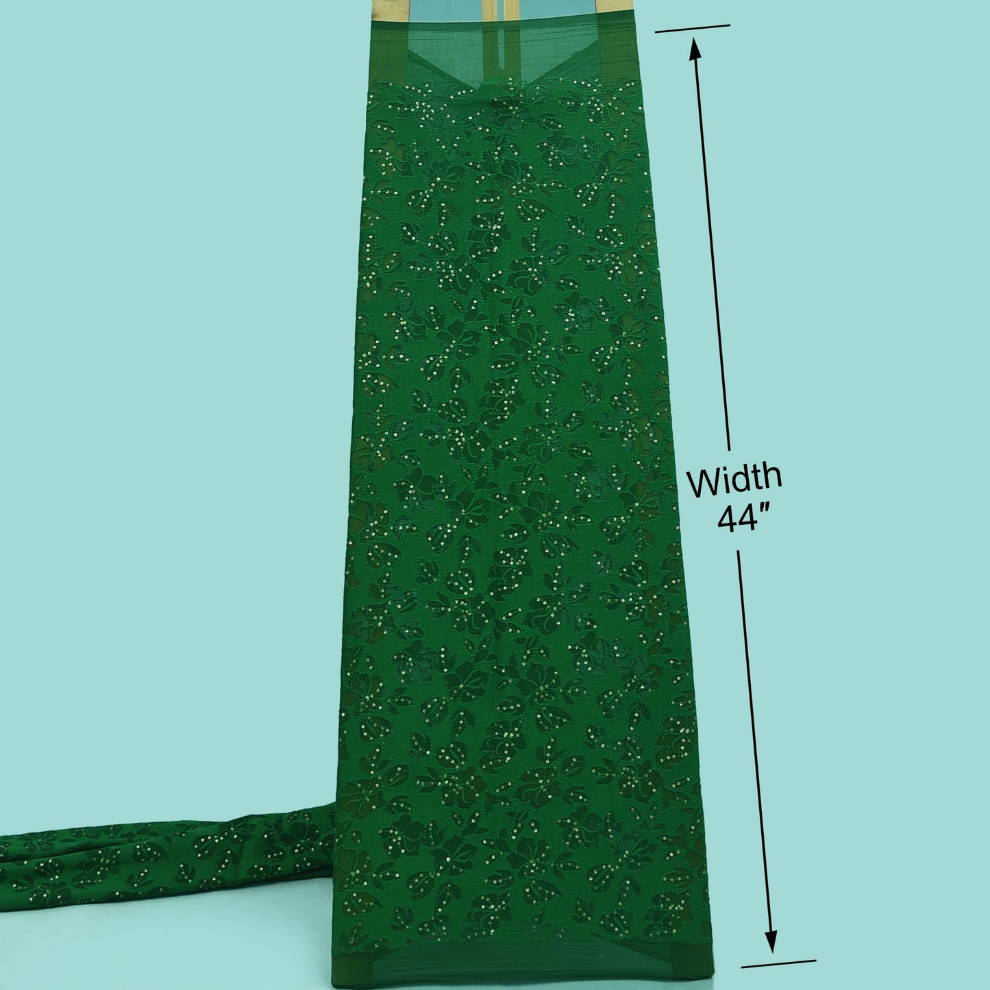 Bottle Green Color Chanderi Embroidery Fabric