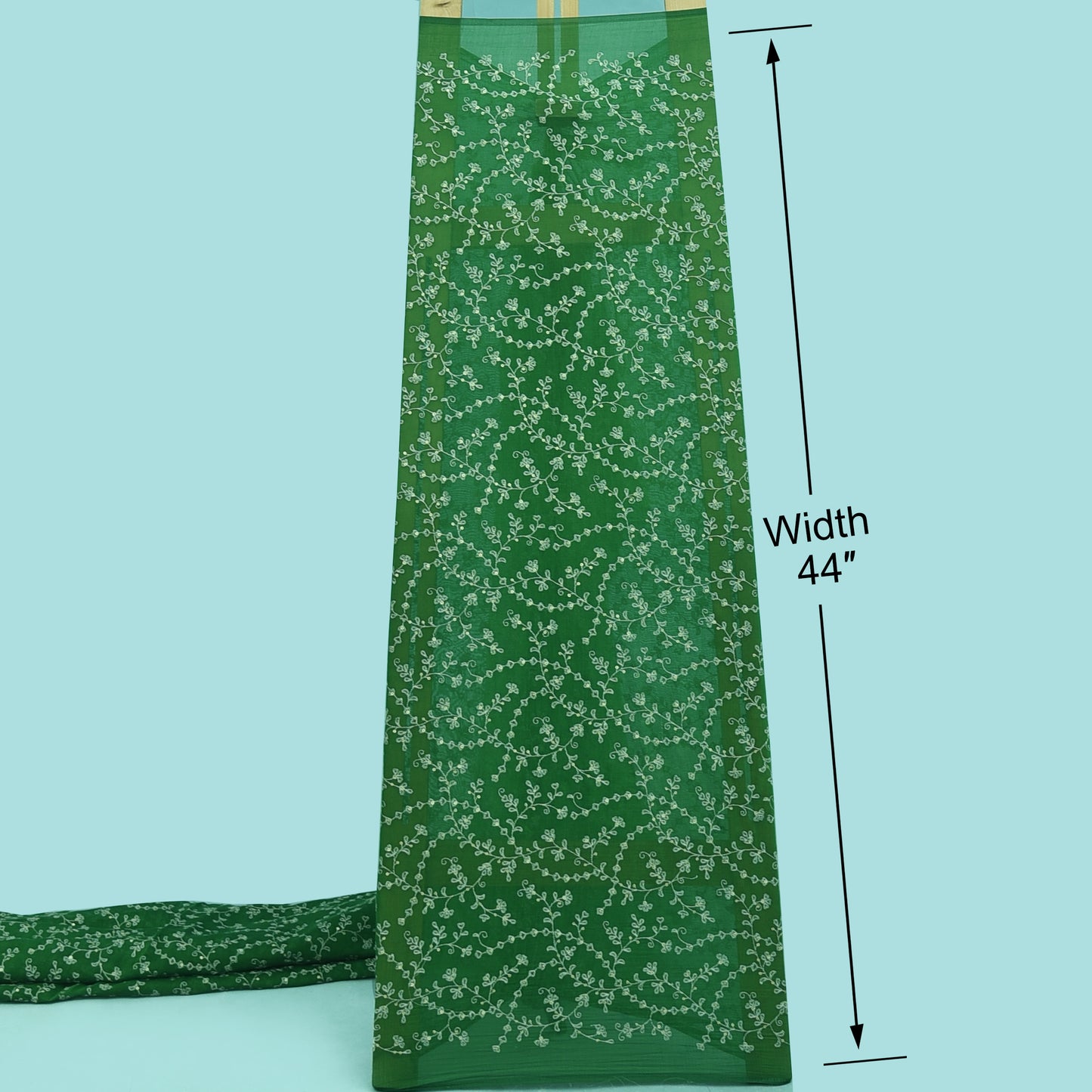 Bottle Green Color Chanderi Embroidery Fabric