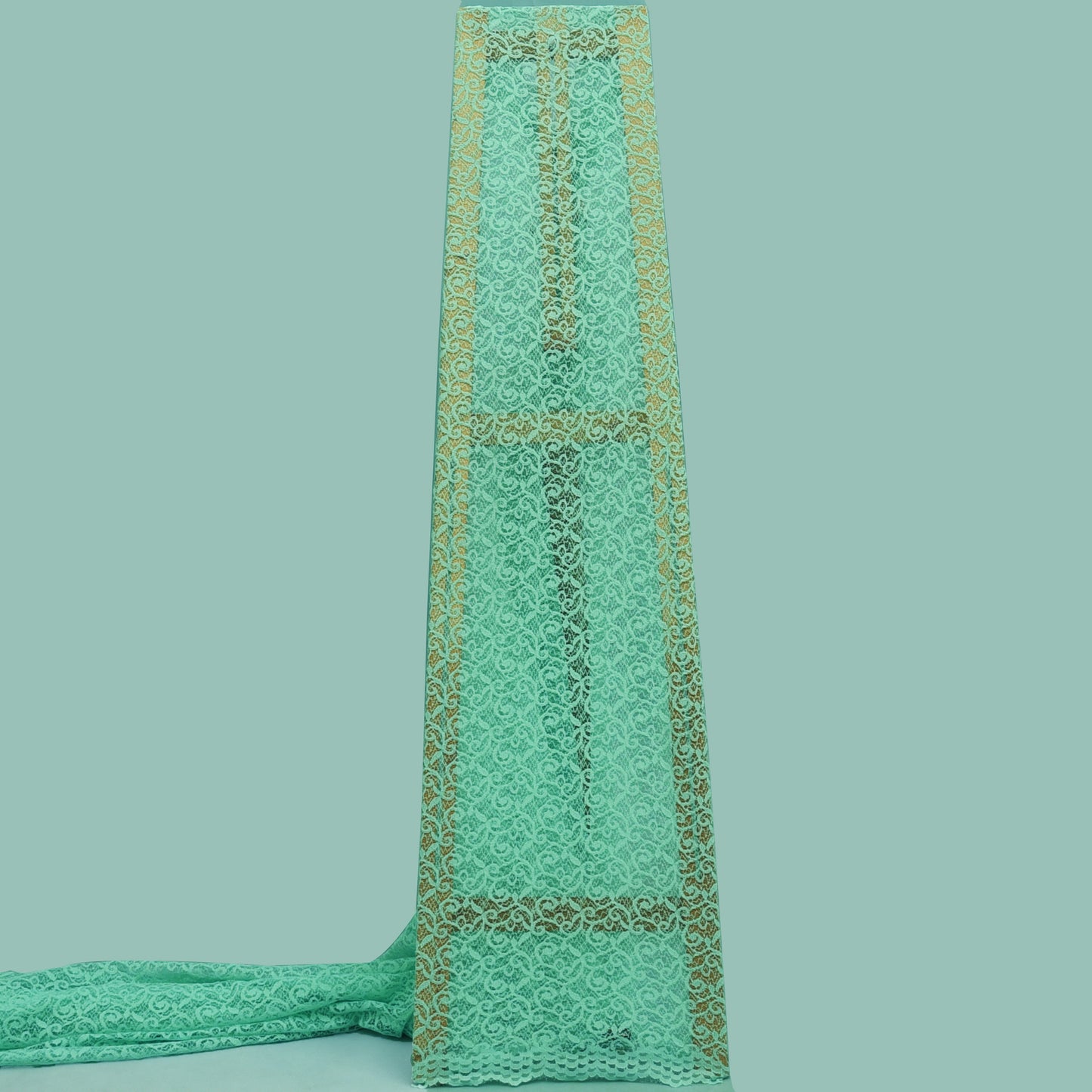 Green Color Chantilly Net Fabric