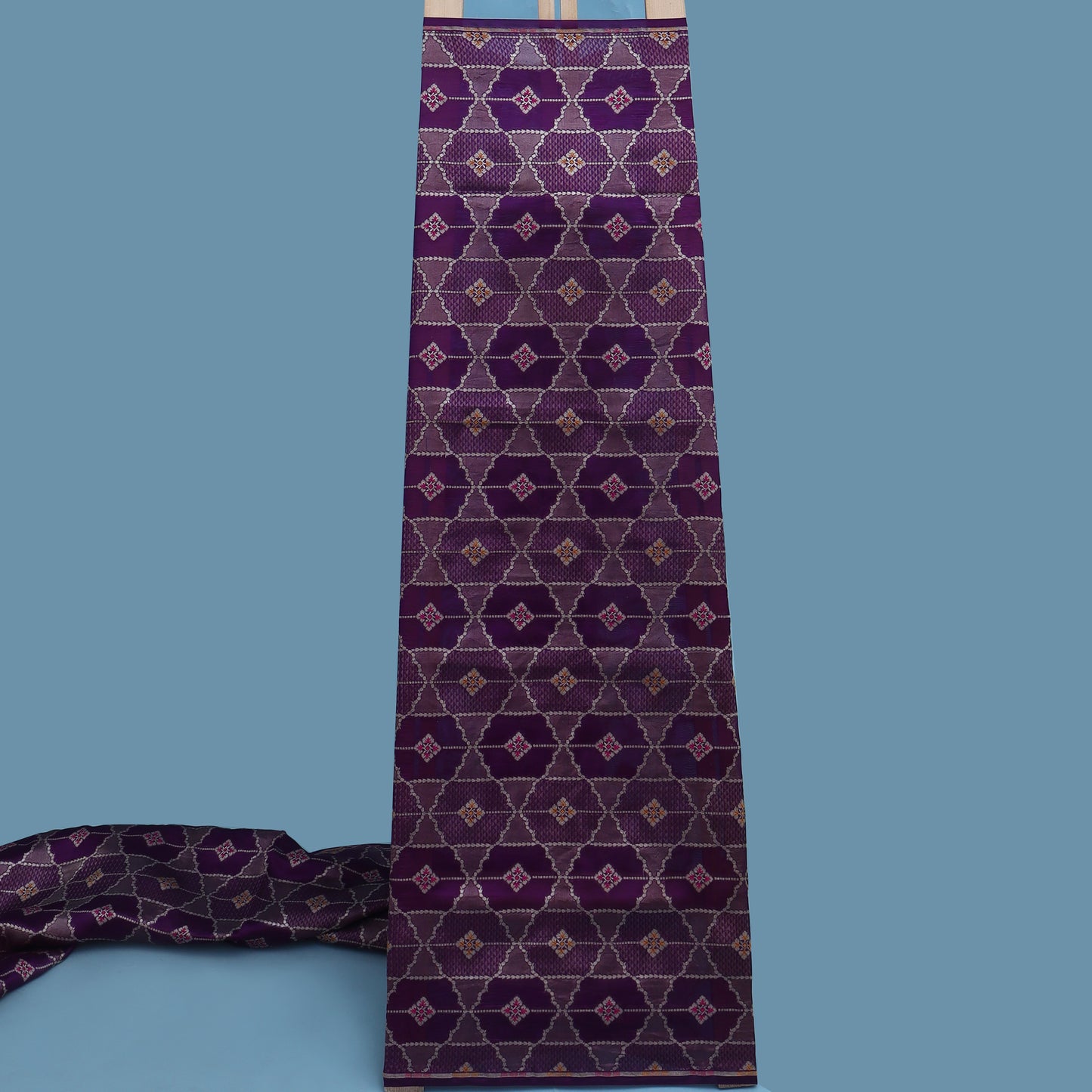 Purple Color Katan Meena Brocade Fabric