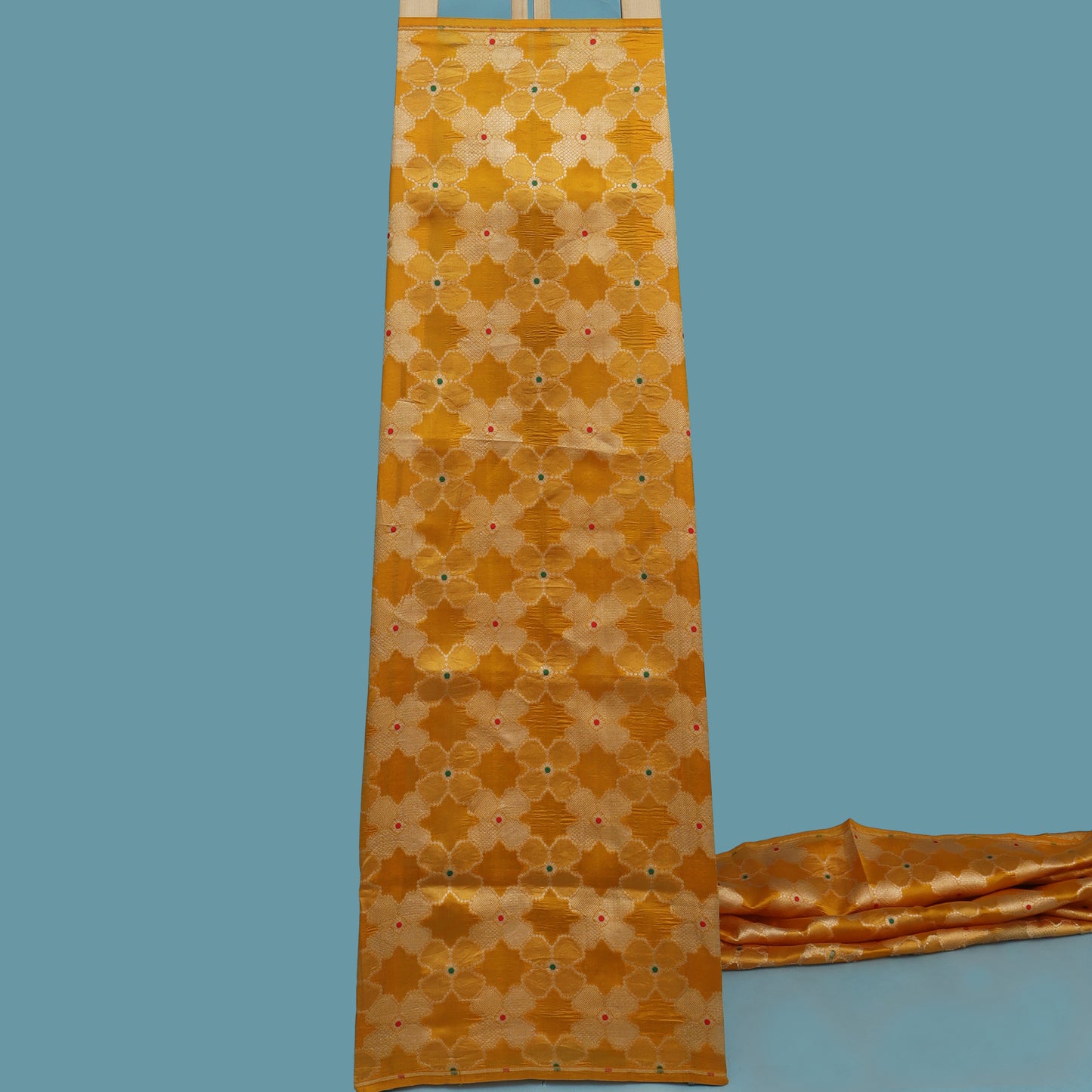 Mustard Color Katan Meena Brocade Fabric