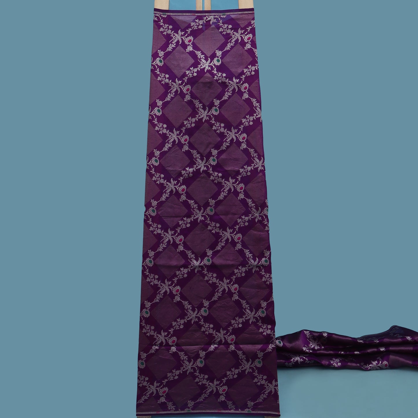 Purple Color Katan Meena Brocade Fabric