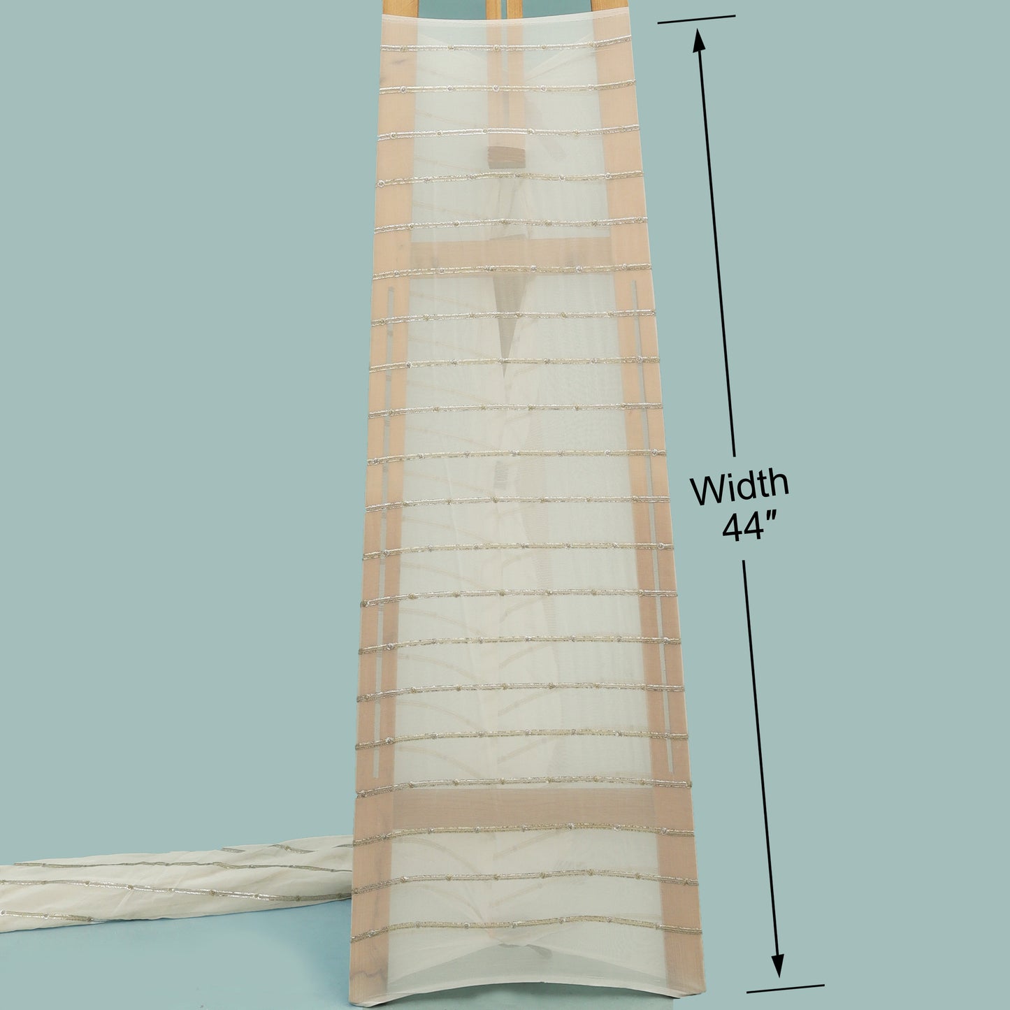 White Color Stripe Georgette Embroidery Fabric