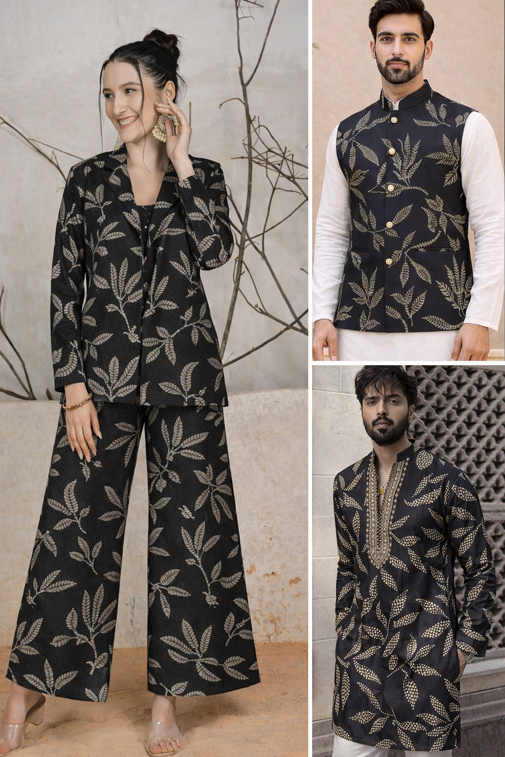 Black Color Dupion Print Fabric