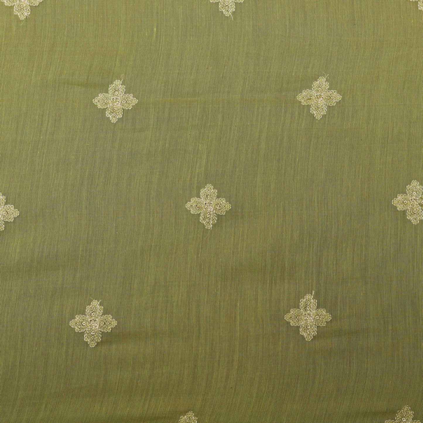 Lemon Color Chanderi Embroidery Fabric
