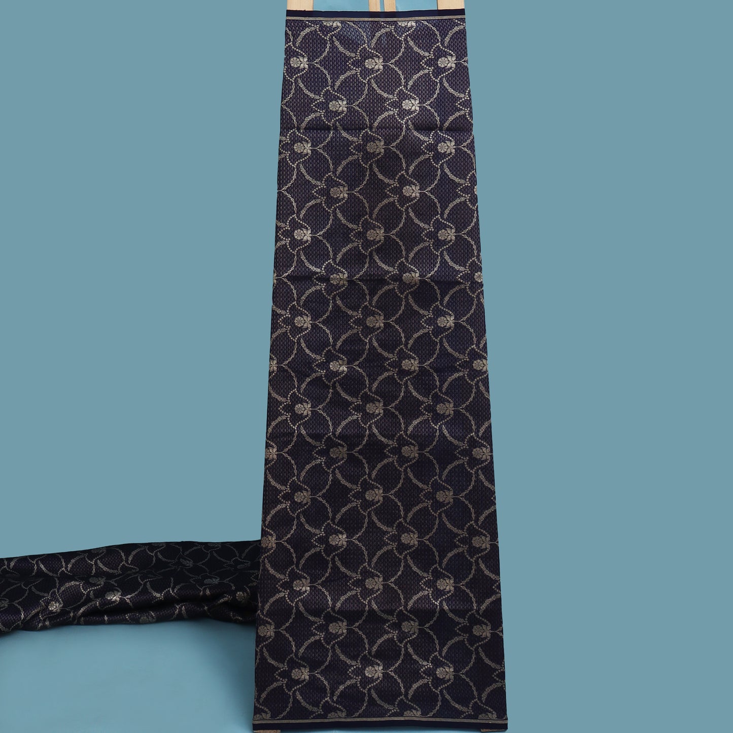 Navy Blue Color Katan Brocade Fabric