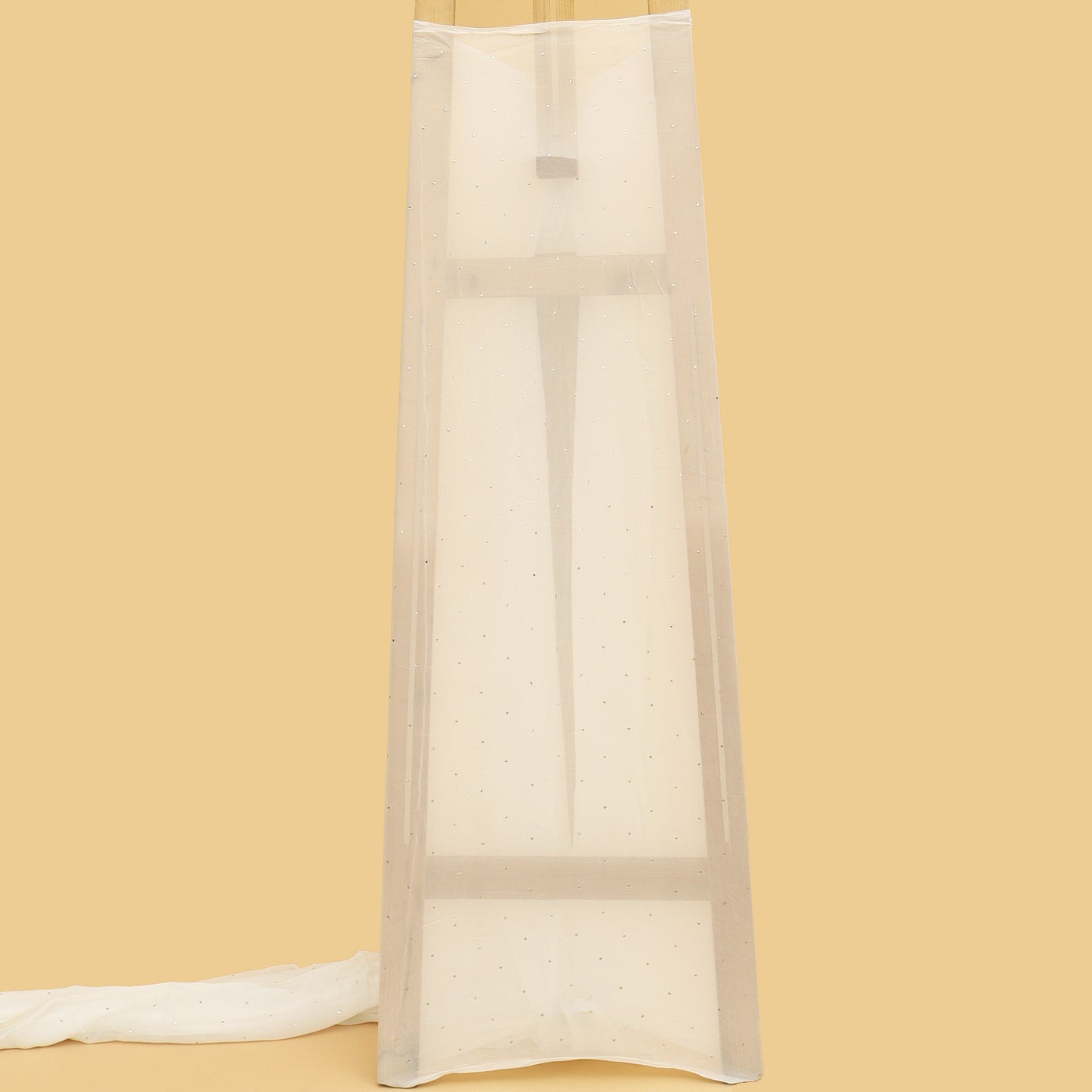 White Color Georgette Mukesh Fabric