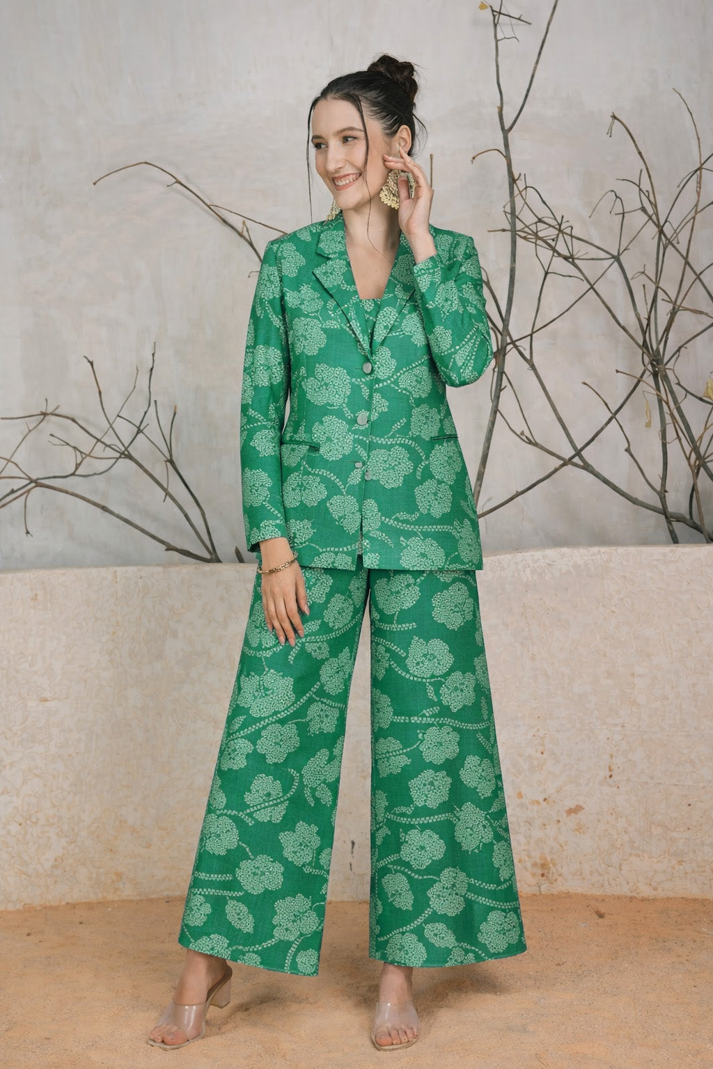 Teal Green Dupion Print Fabric