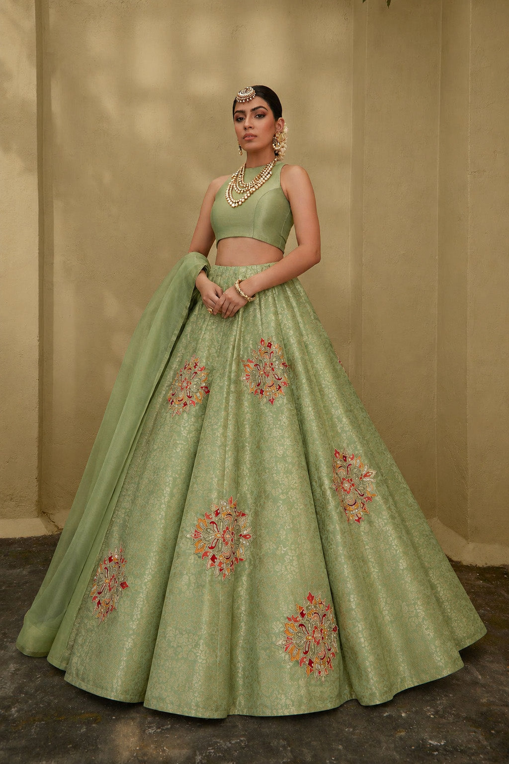 Dola Silk Zari Embroidery Fabric