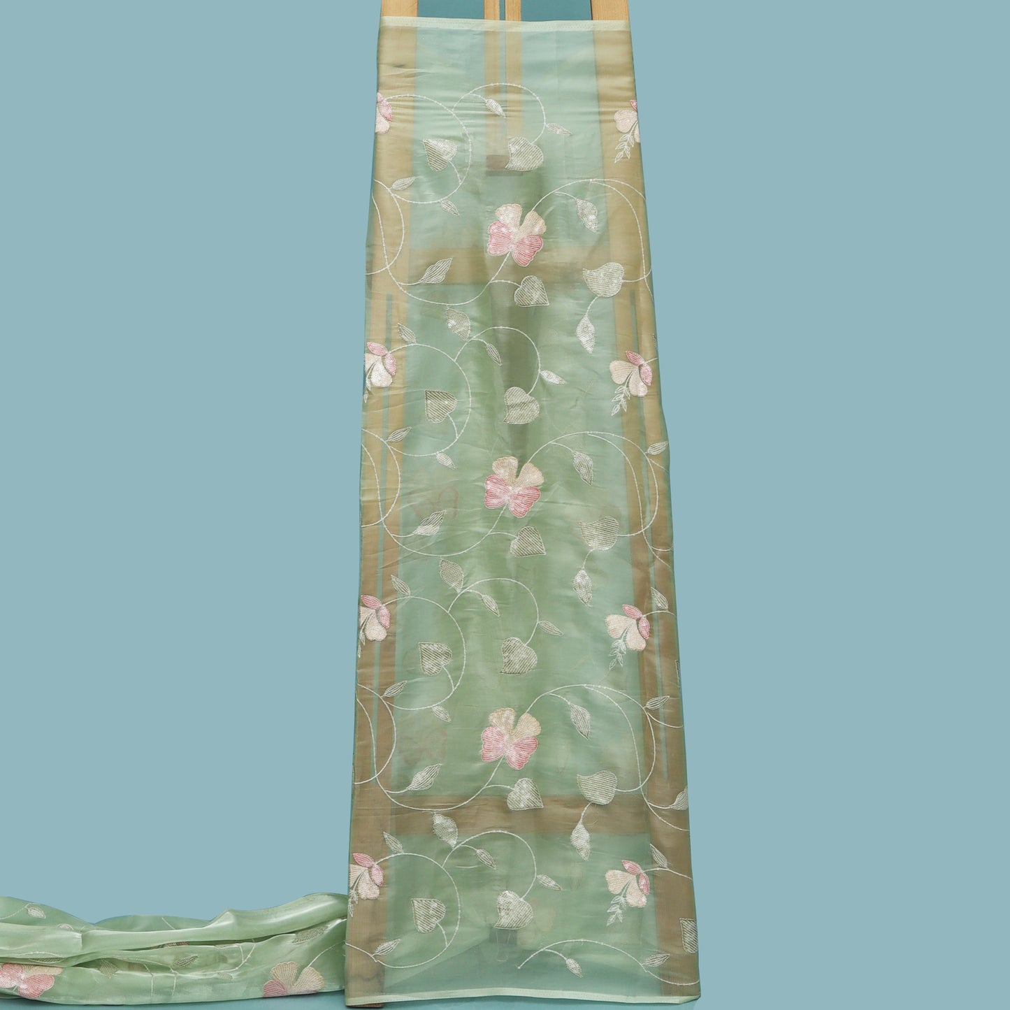 Pista Green Color Jimmy Choo Embroidery fabric