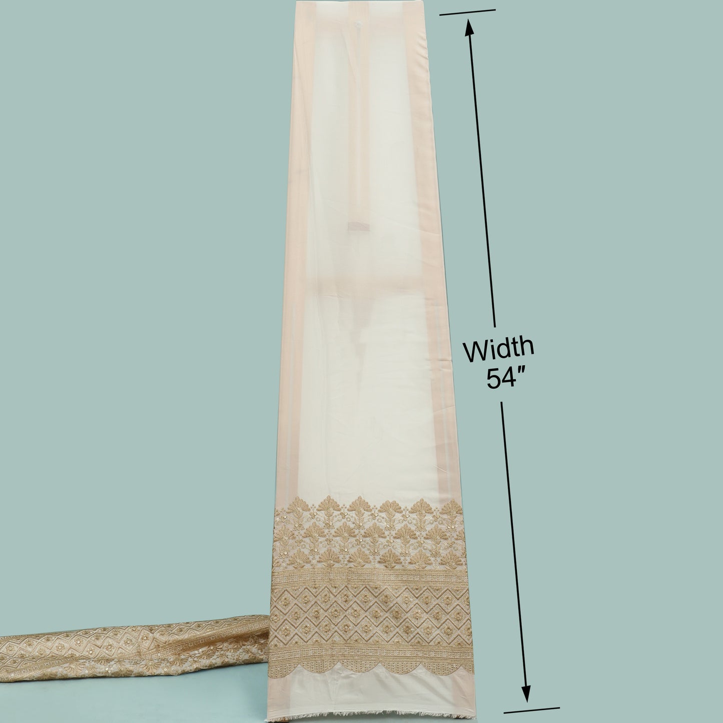 White Color Crepe Embroidery Fabric