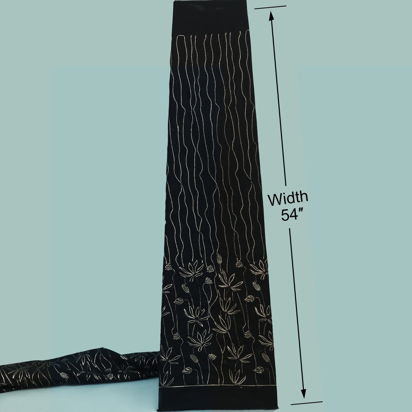 Black Color Flex Cotton Embroidery Fabric