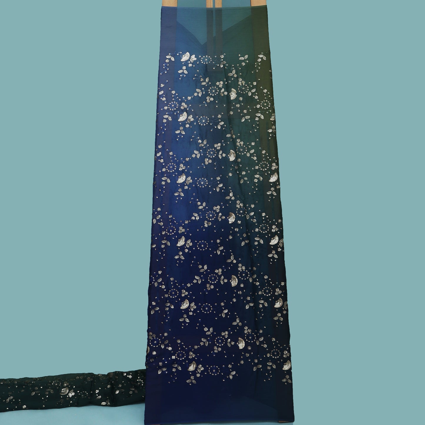 Shaded Chinon Sequins Embroidery Fabric