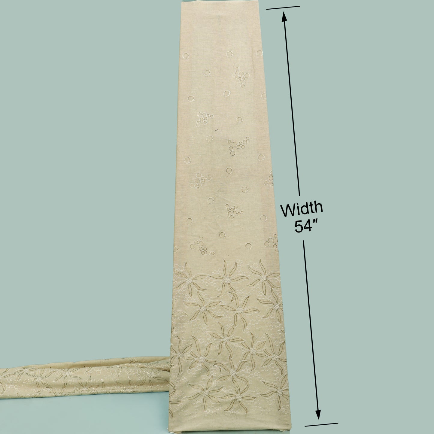 Off White Color Flex Cotton Embroidery Fabric