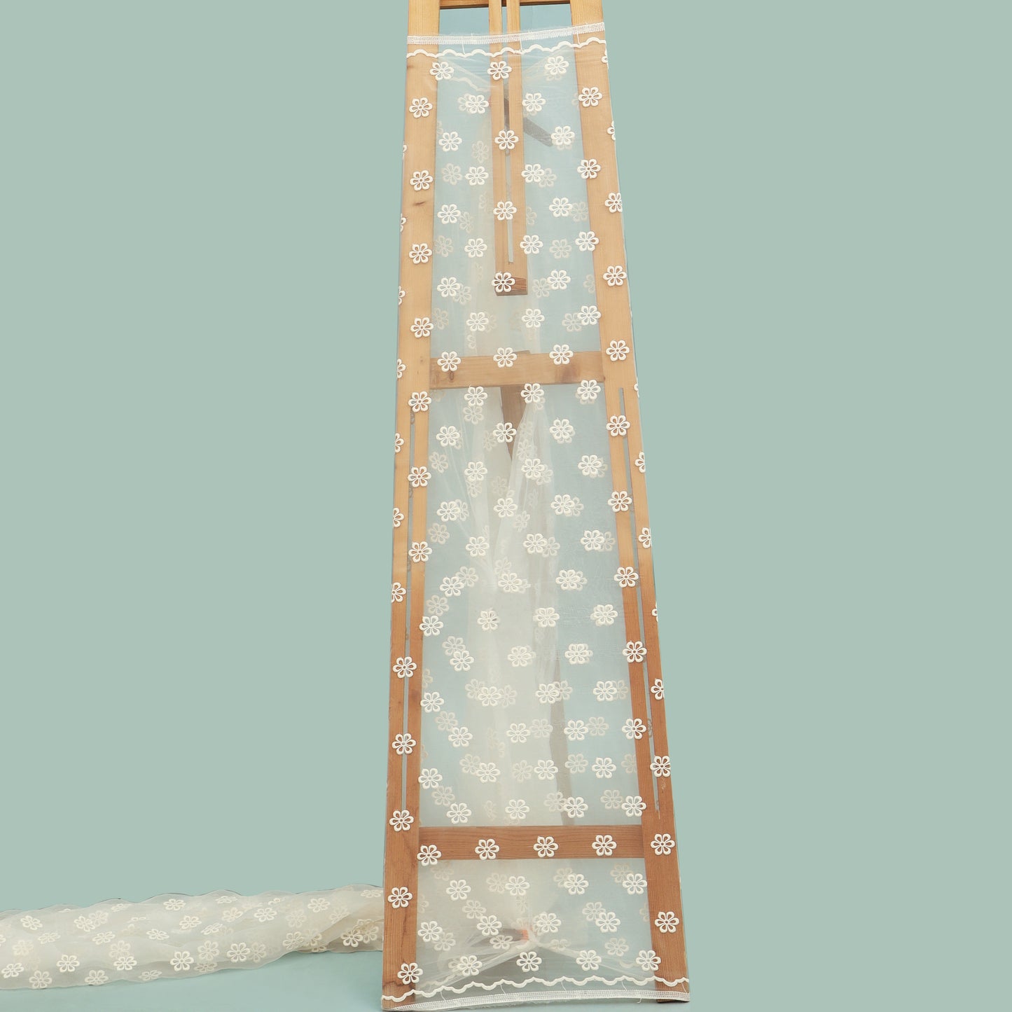 Off White Color Organza Embroidery Fabric Fabric