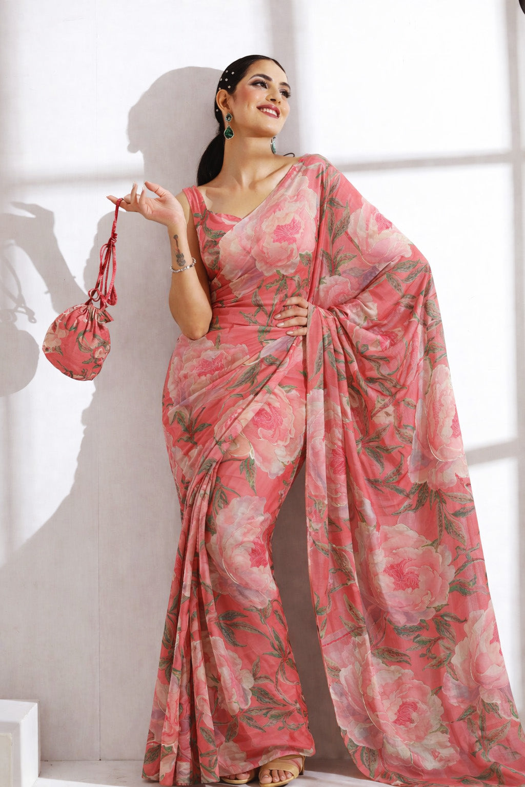 Chinon Chiffon Printed Kupi Work