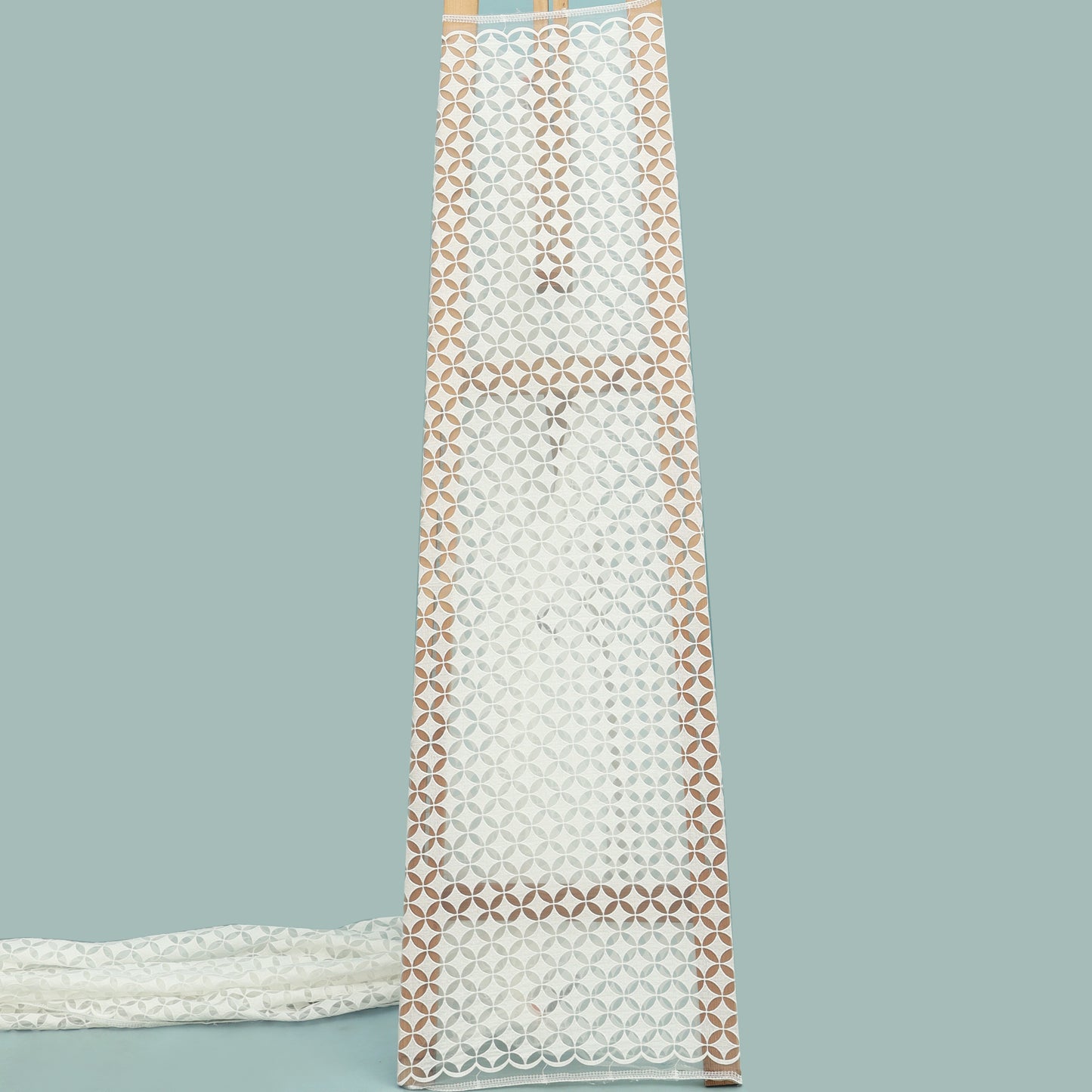 White Color Organza Embroidery Fabric Fabric