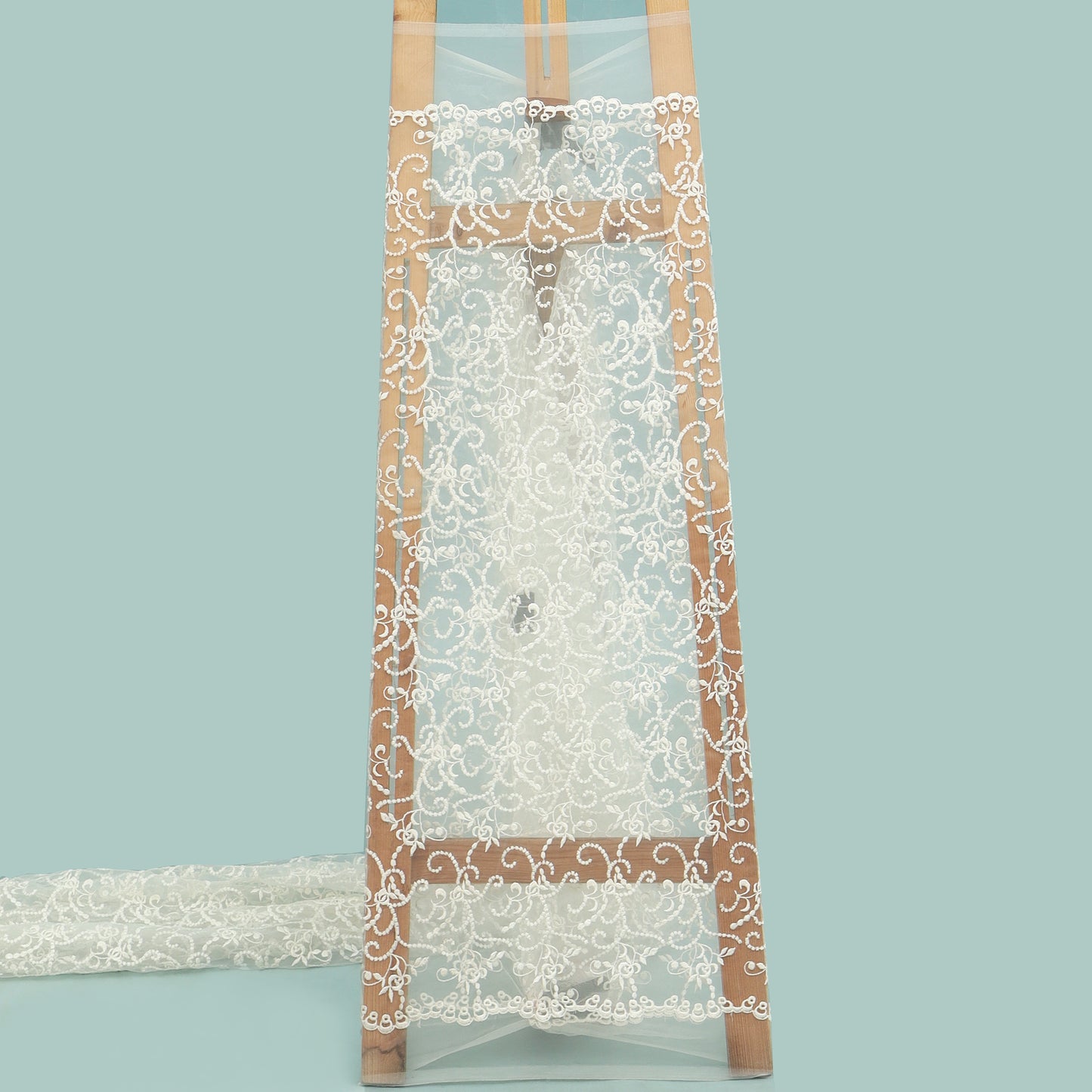 White Color Organza Embroidery Fabric Fabric