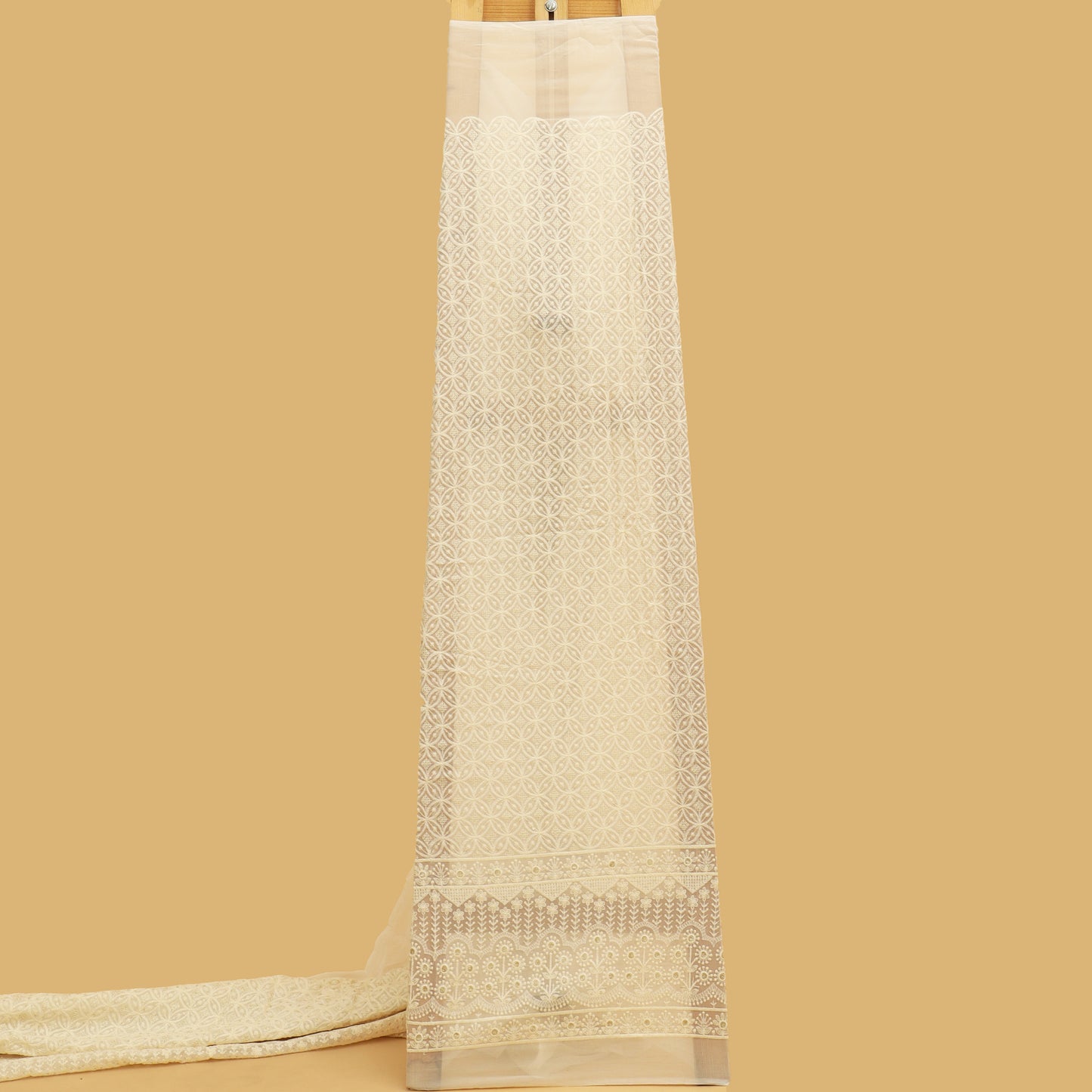 White Georgette Embroidery Fabric