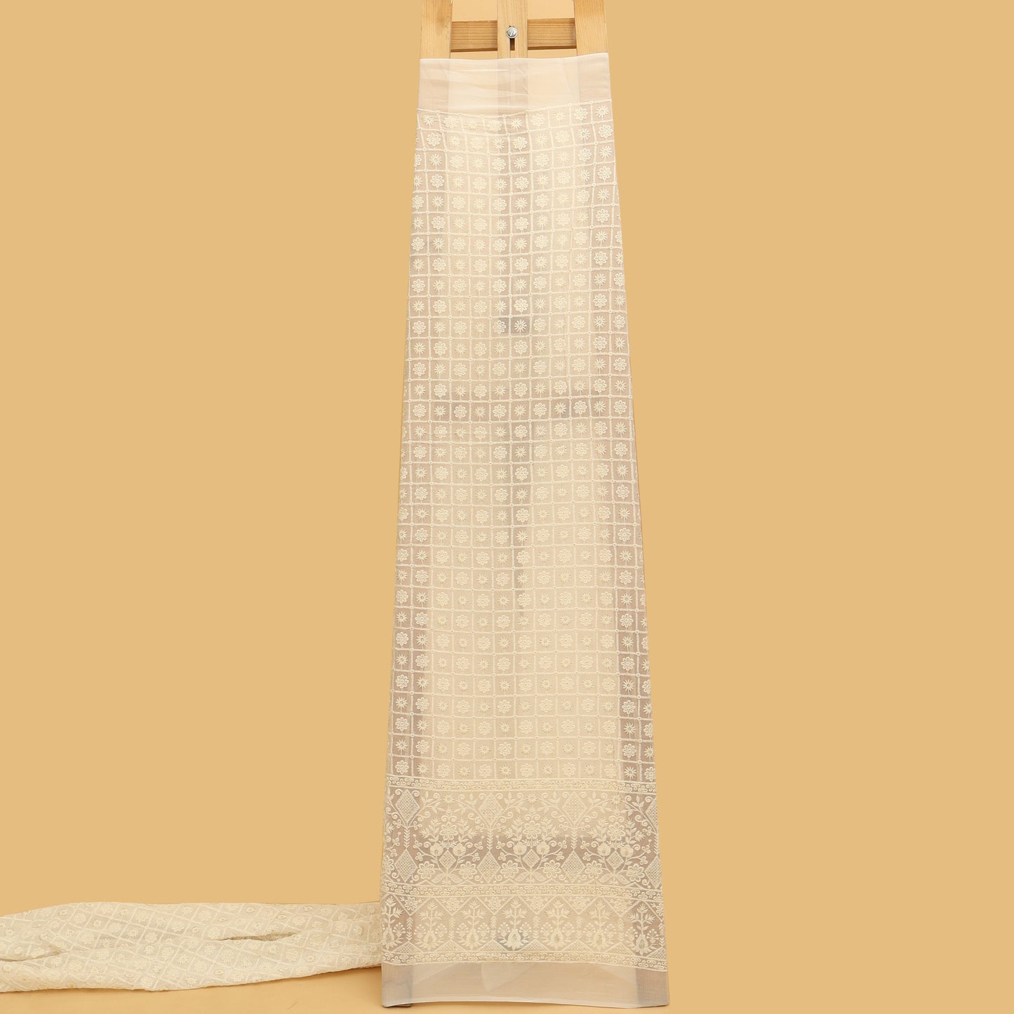 White Georgette Embroidery Fabric