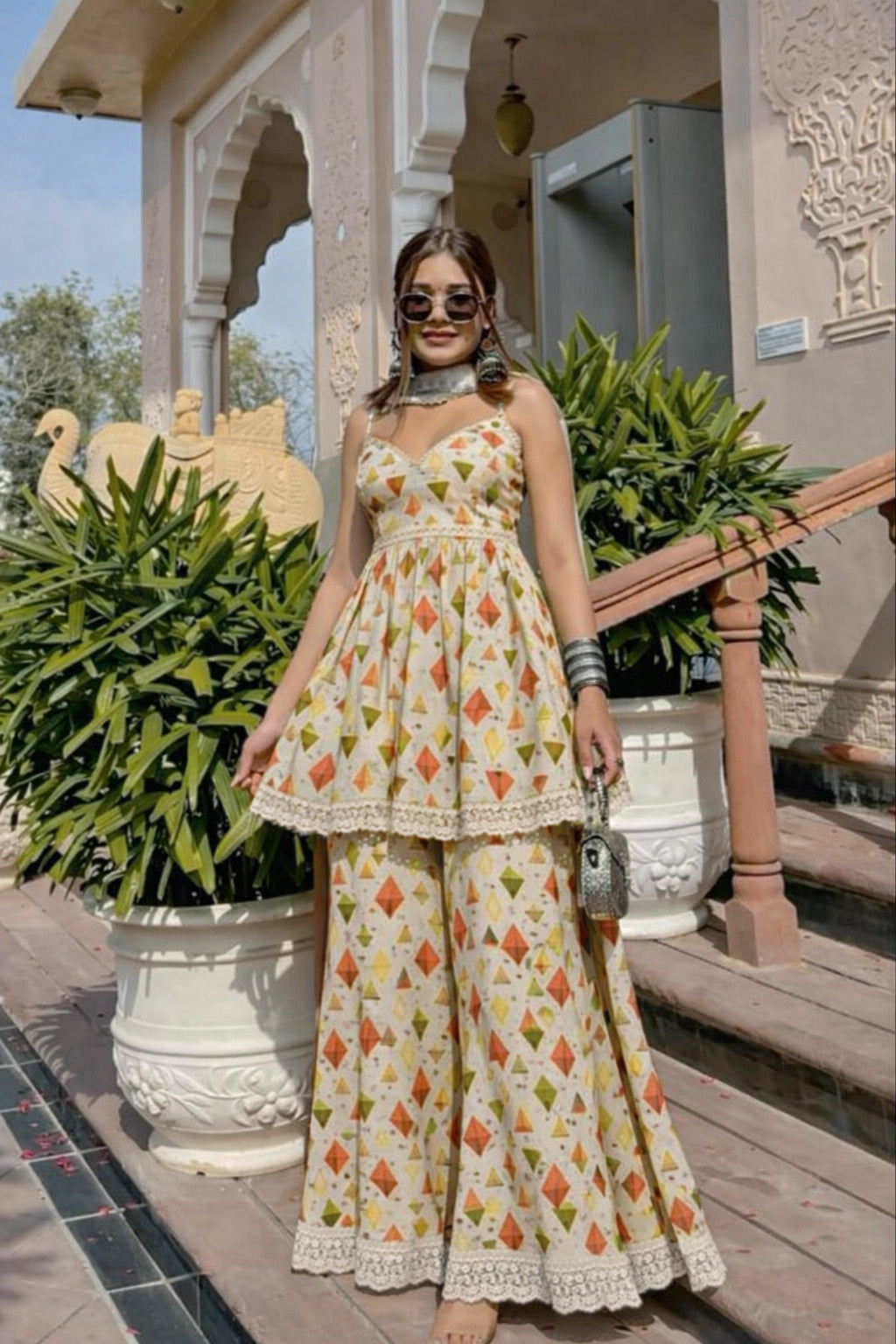 White Color Cotton Printed Border Embroidery Fabric