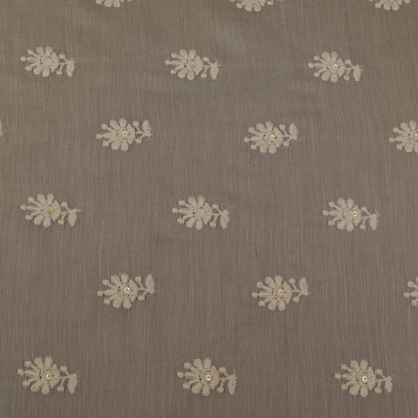 Off White Color Chanderi Embroidery Fabric