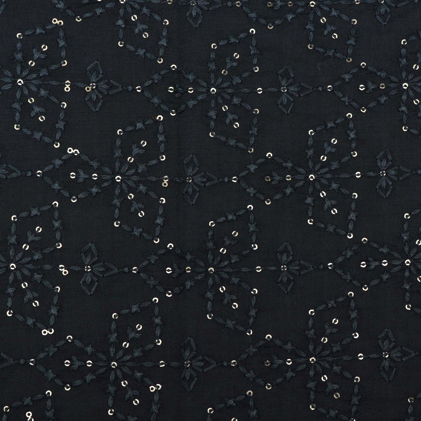 Grey Color Chanderi Embroidery Fabric