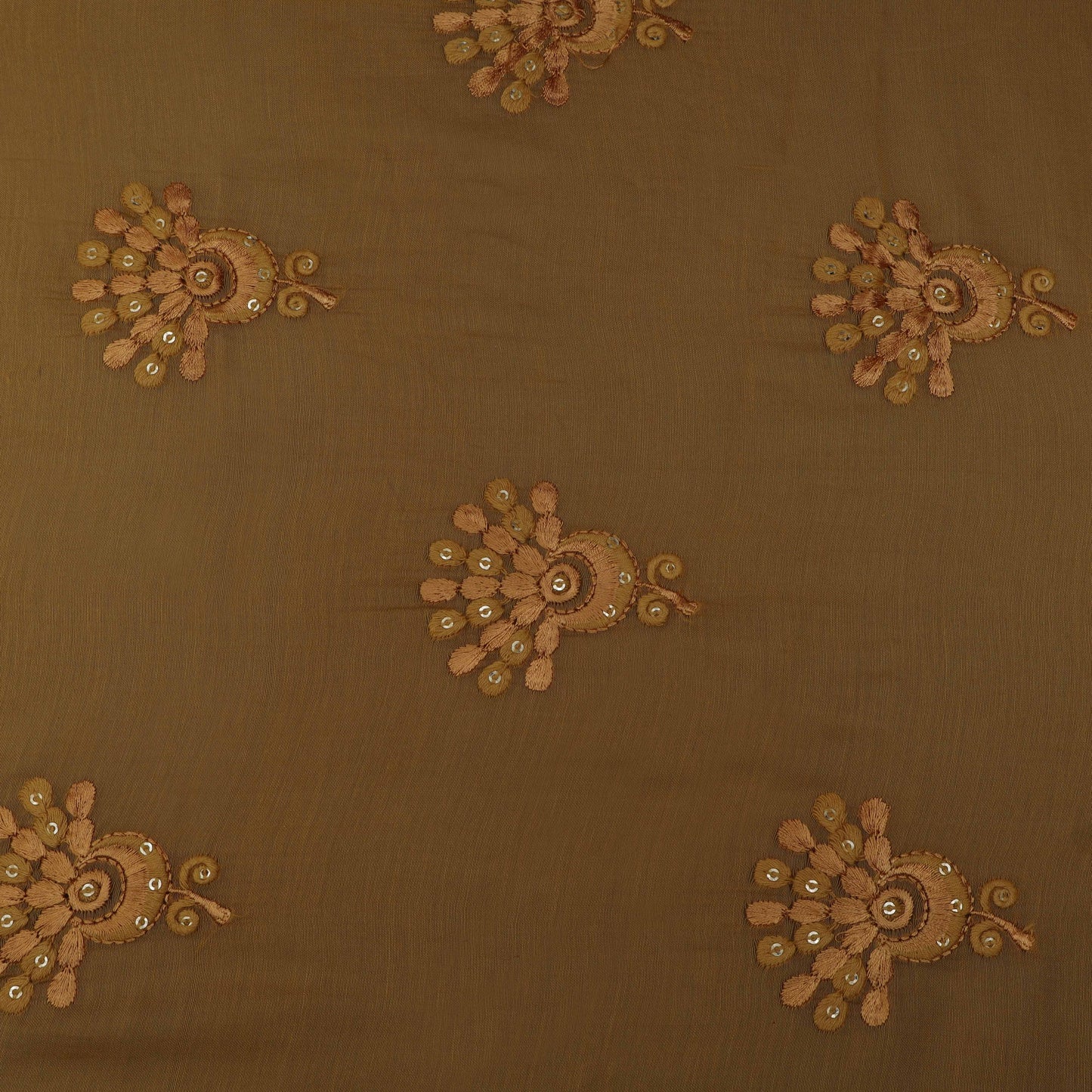 Mustard Color Chanderi Embroidery Fabric