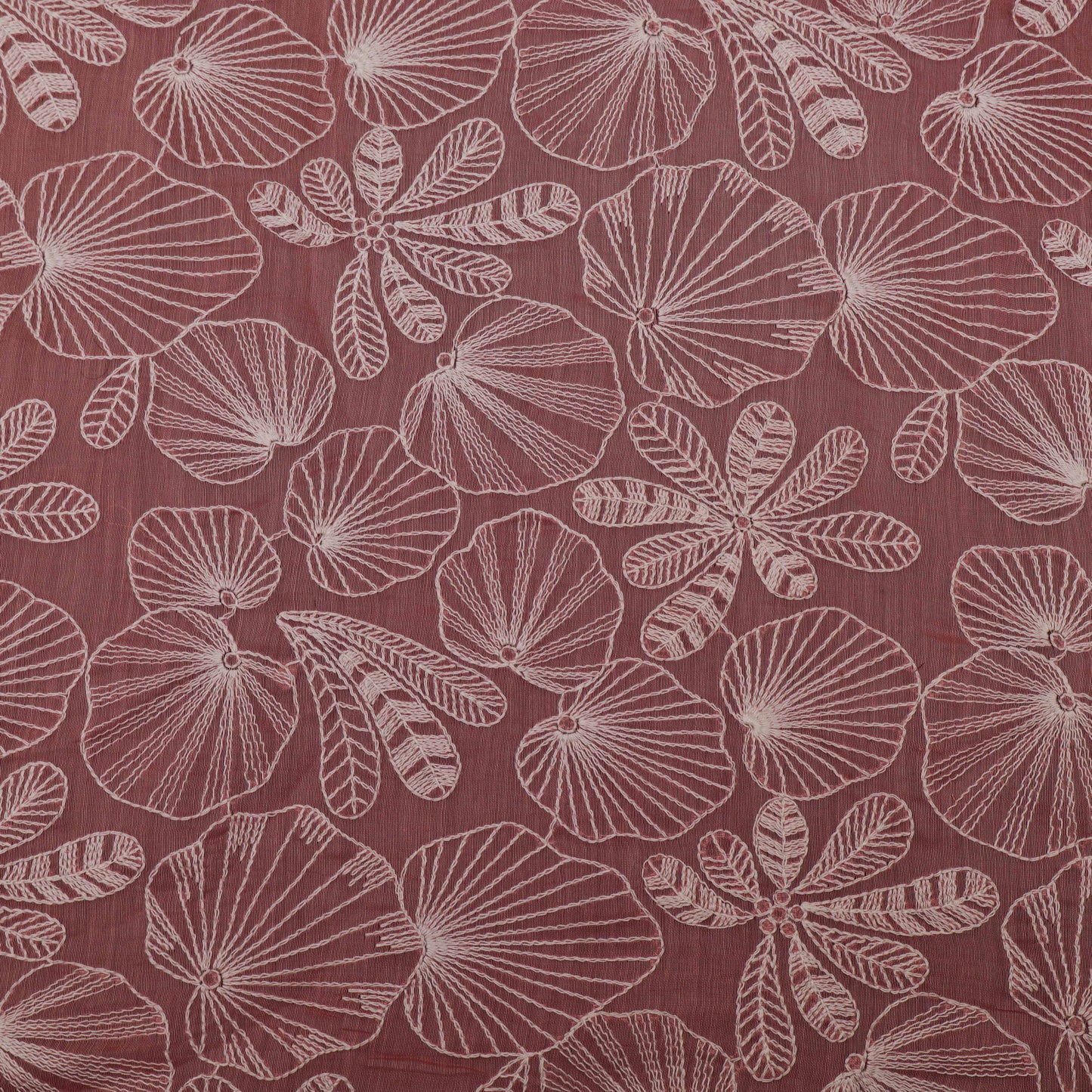 Pink Color Chanderi Embroidery Fabric