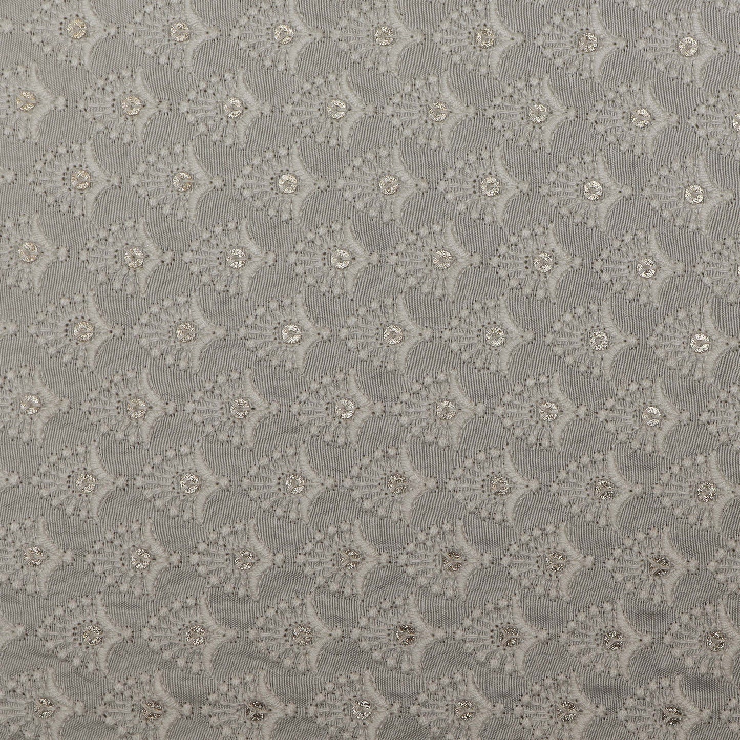 White Color Nokia Silk Embroidery Fabric