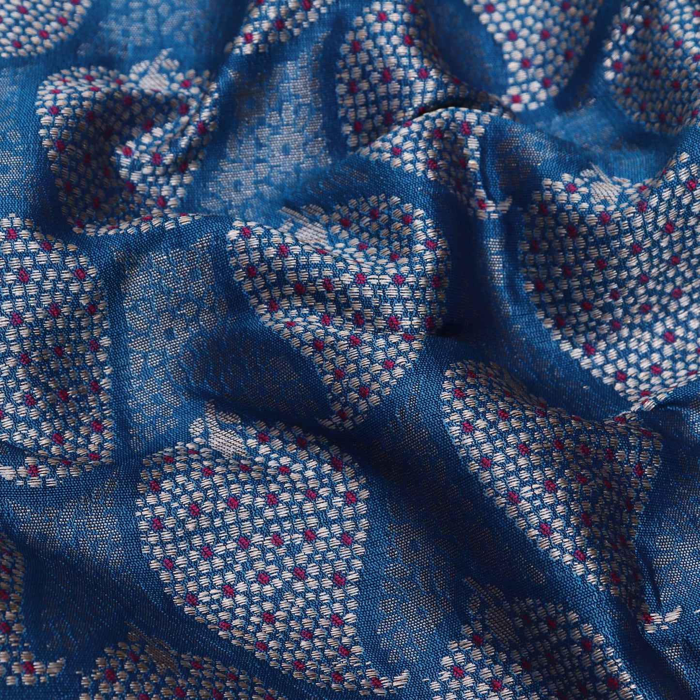 Blue Color Katan Meena Brocade Fabric