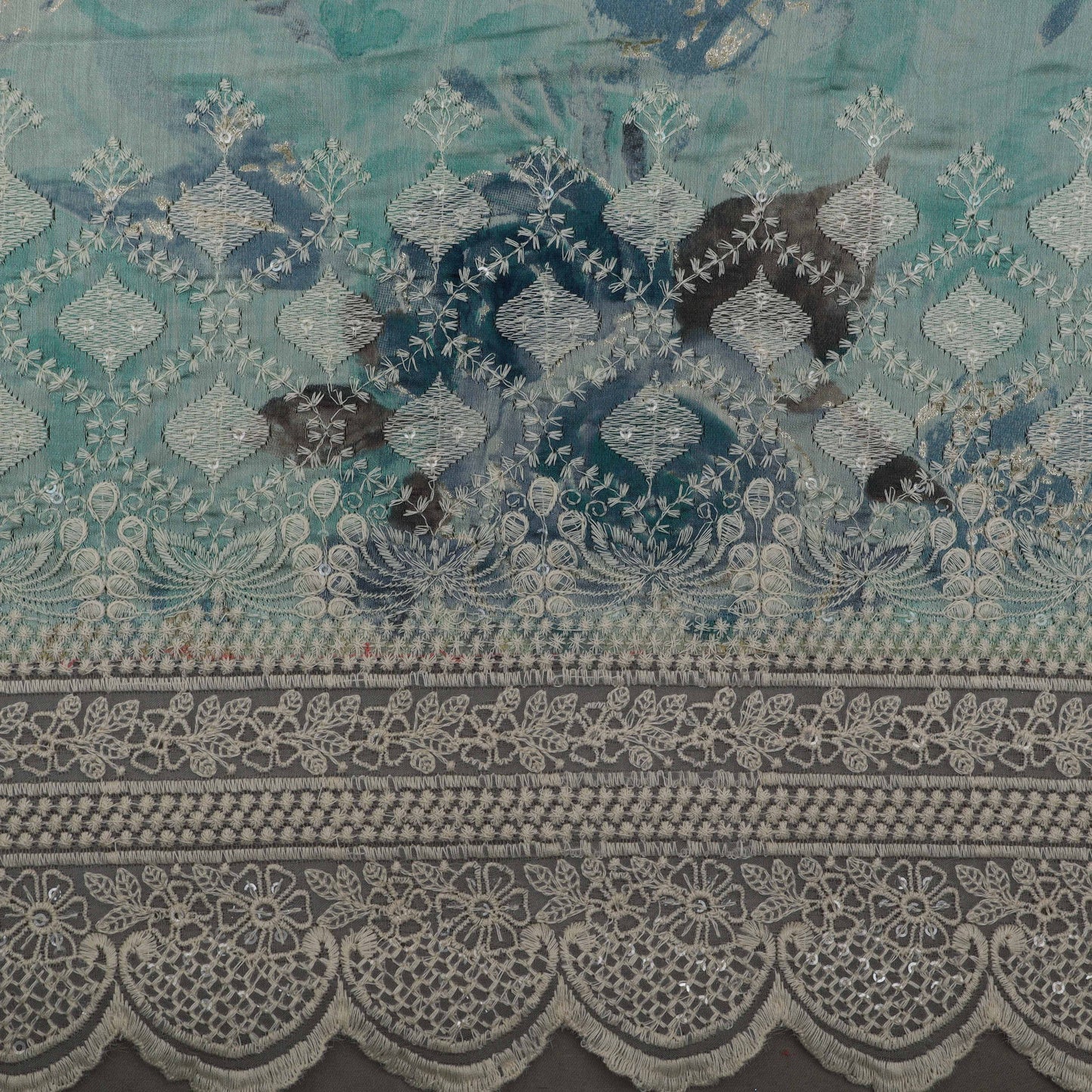 Multi-Colored Chanderi Print Embroidery Fabric