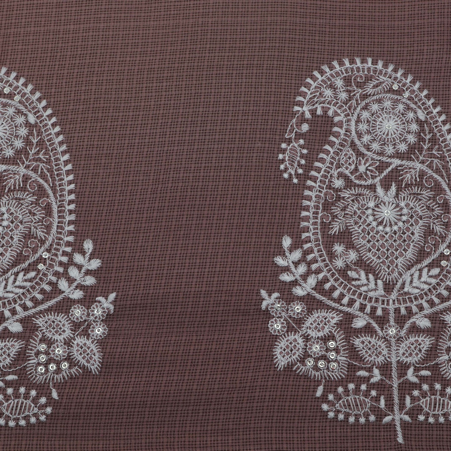 Onion Color Kota Border Embroidery Fabric