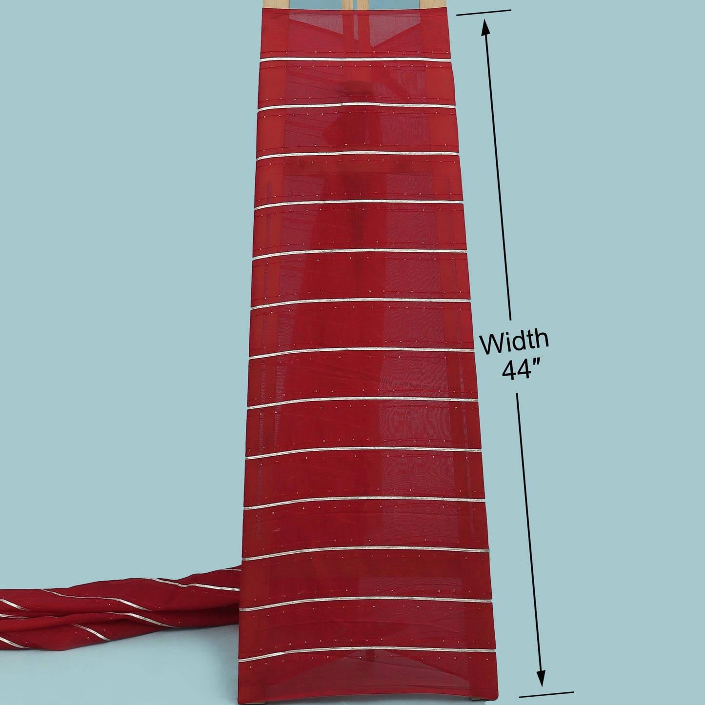 Maroon Color Chanderi Stripe Fabric